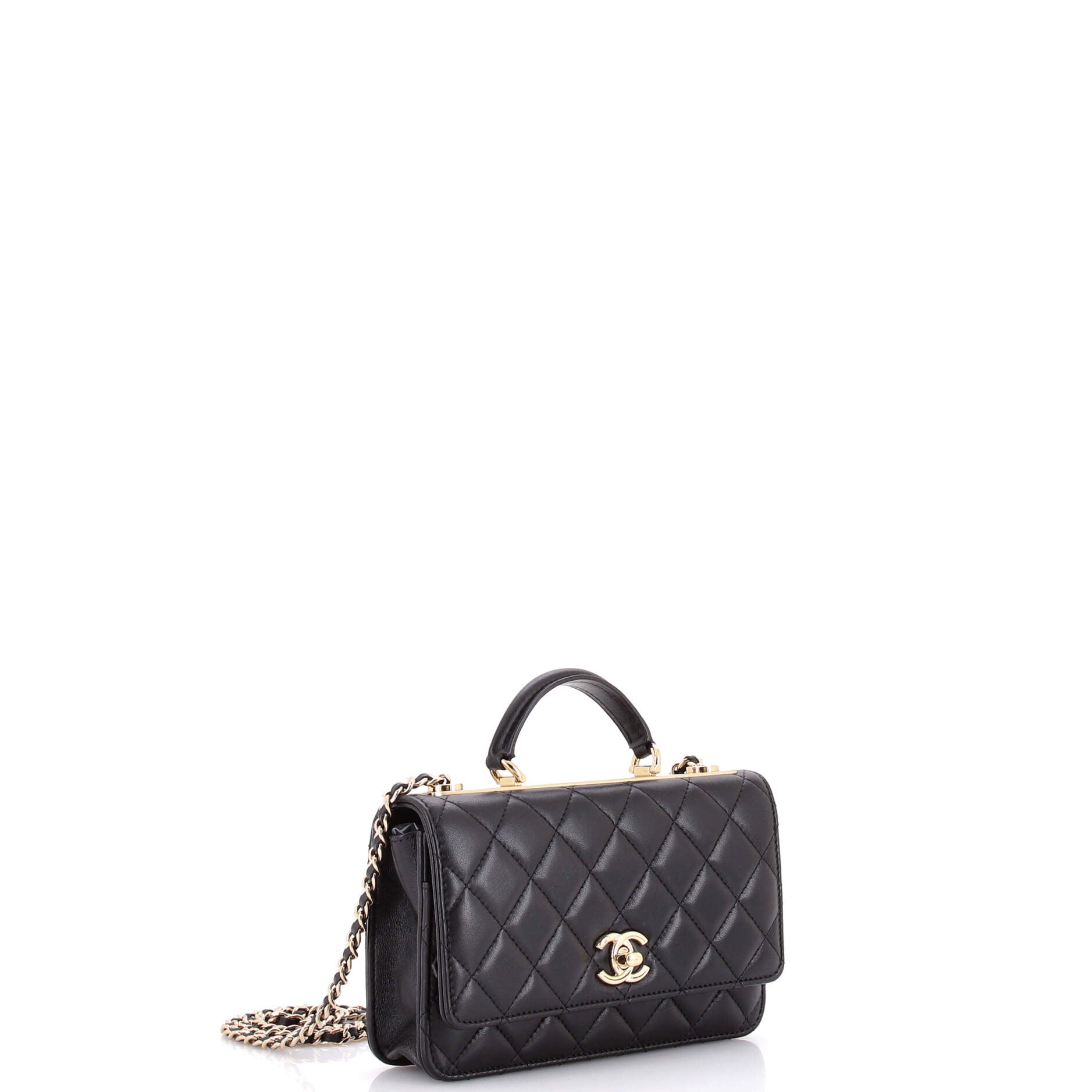 Trendy CC Top Handle Wallet on Chain Quilted Lambskin