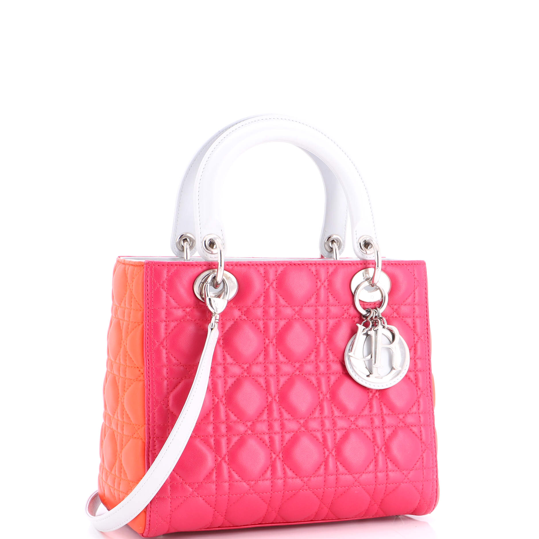 Tricolor Lady Dior Bag Cannage Quilt Lambskin Medium