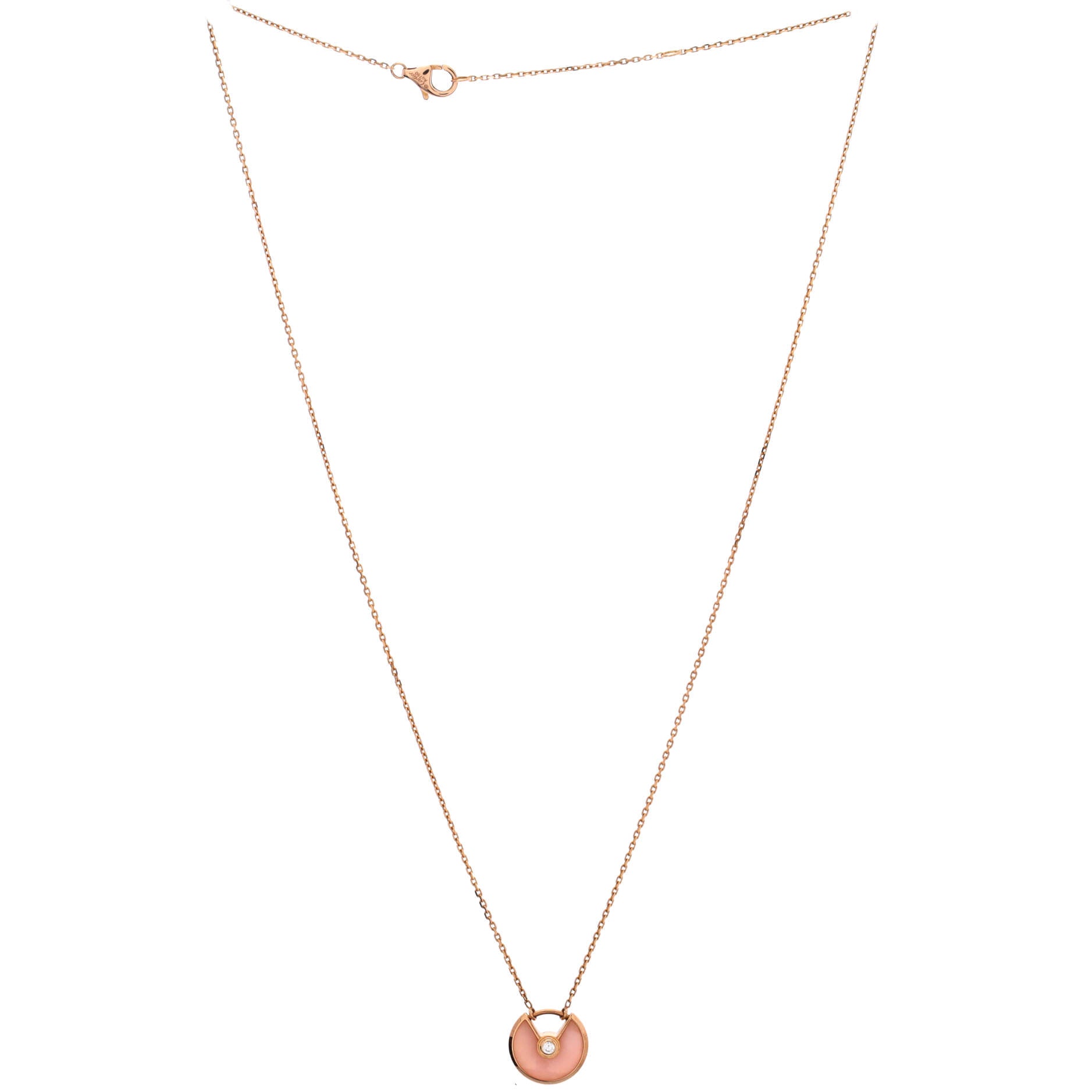 Amulette de Cartier Pendant Necklace 18K Rose Gold with Pink Opal and Diamond XS