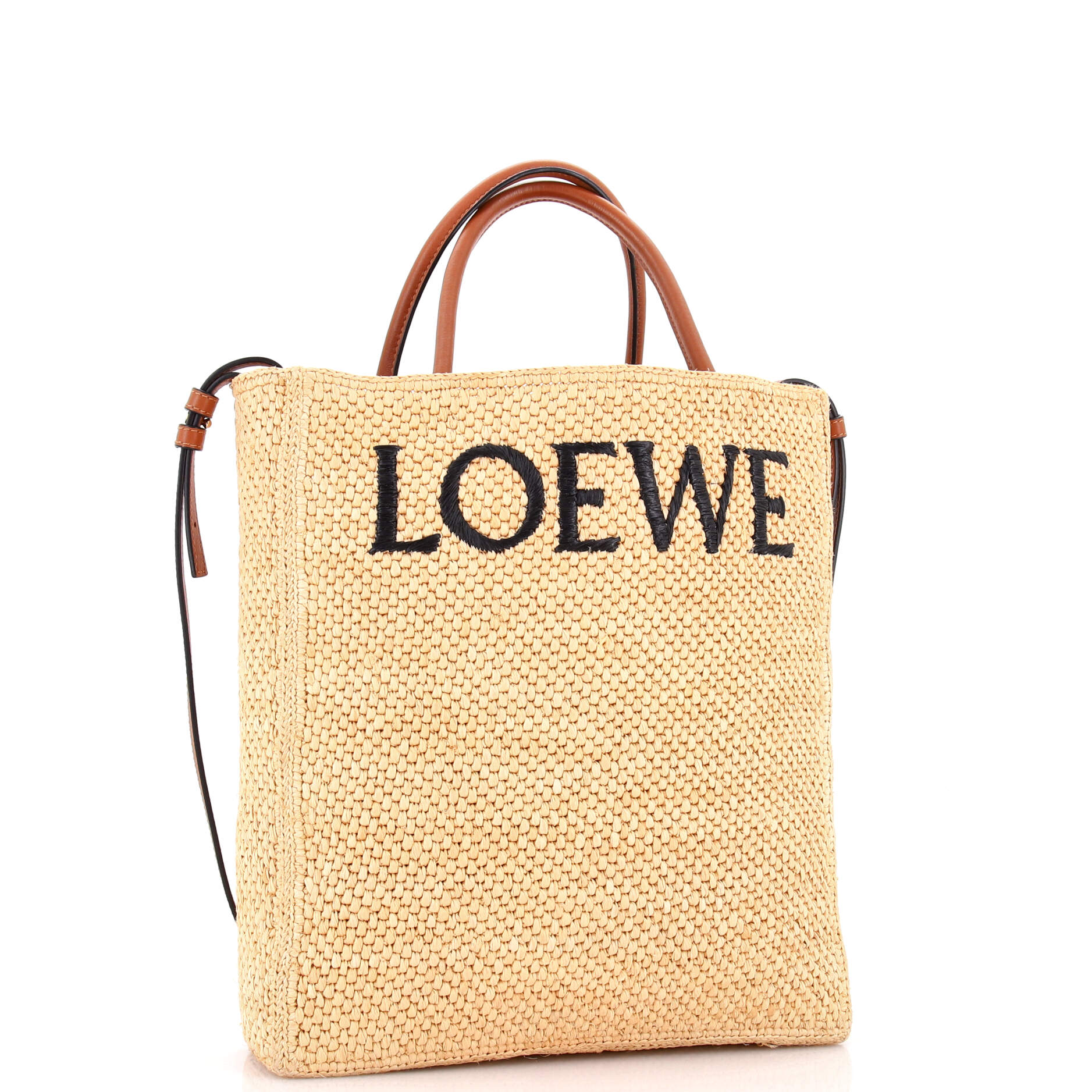 A4 Tote Raffia and Leather North South