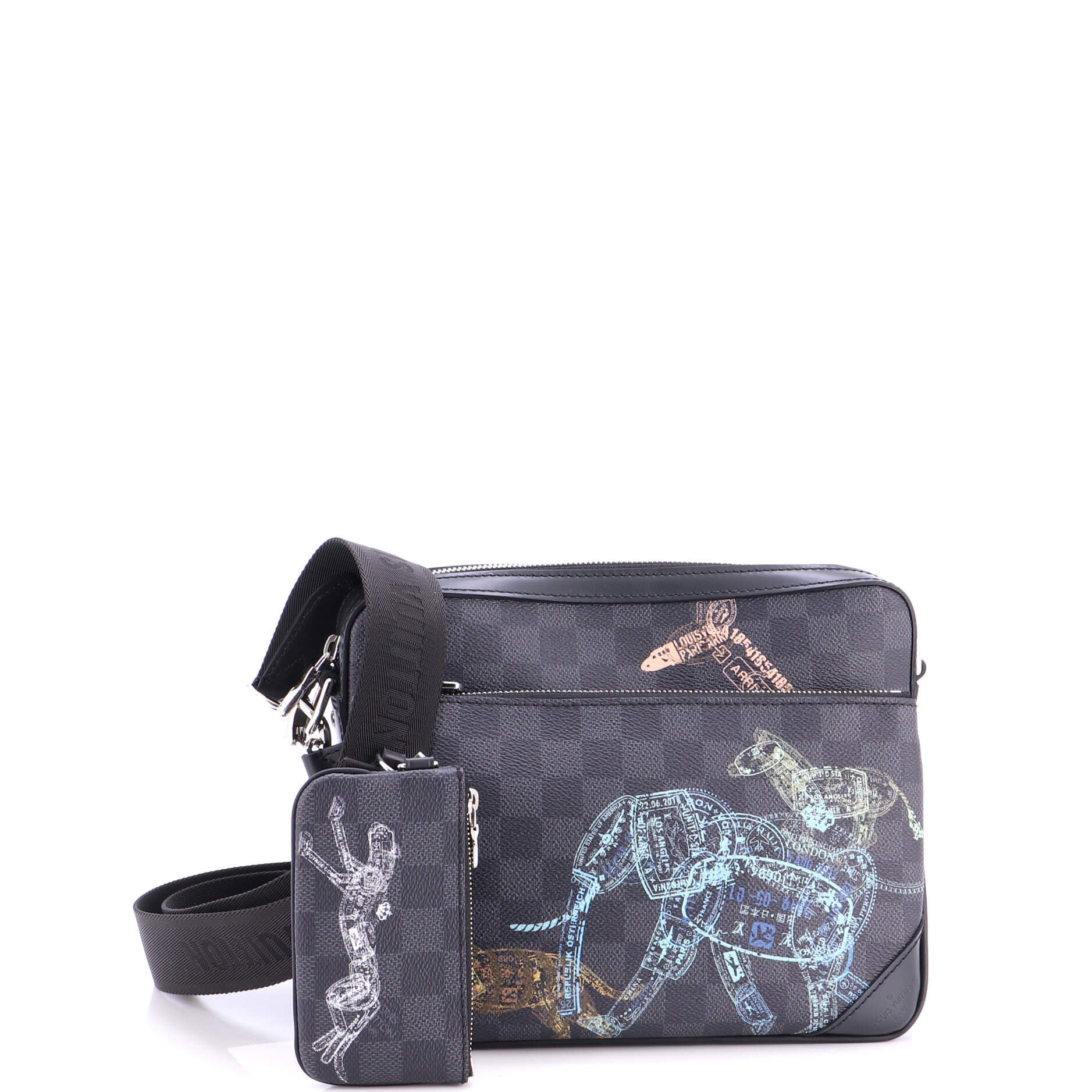 Trio Messenger Bag Limited Edition Wild Animals Damier Graphite