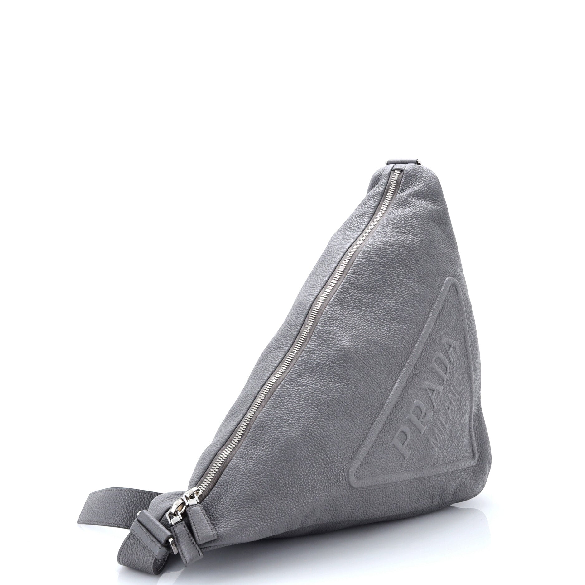 Triangle Logo Zip Messenger Leather Large