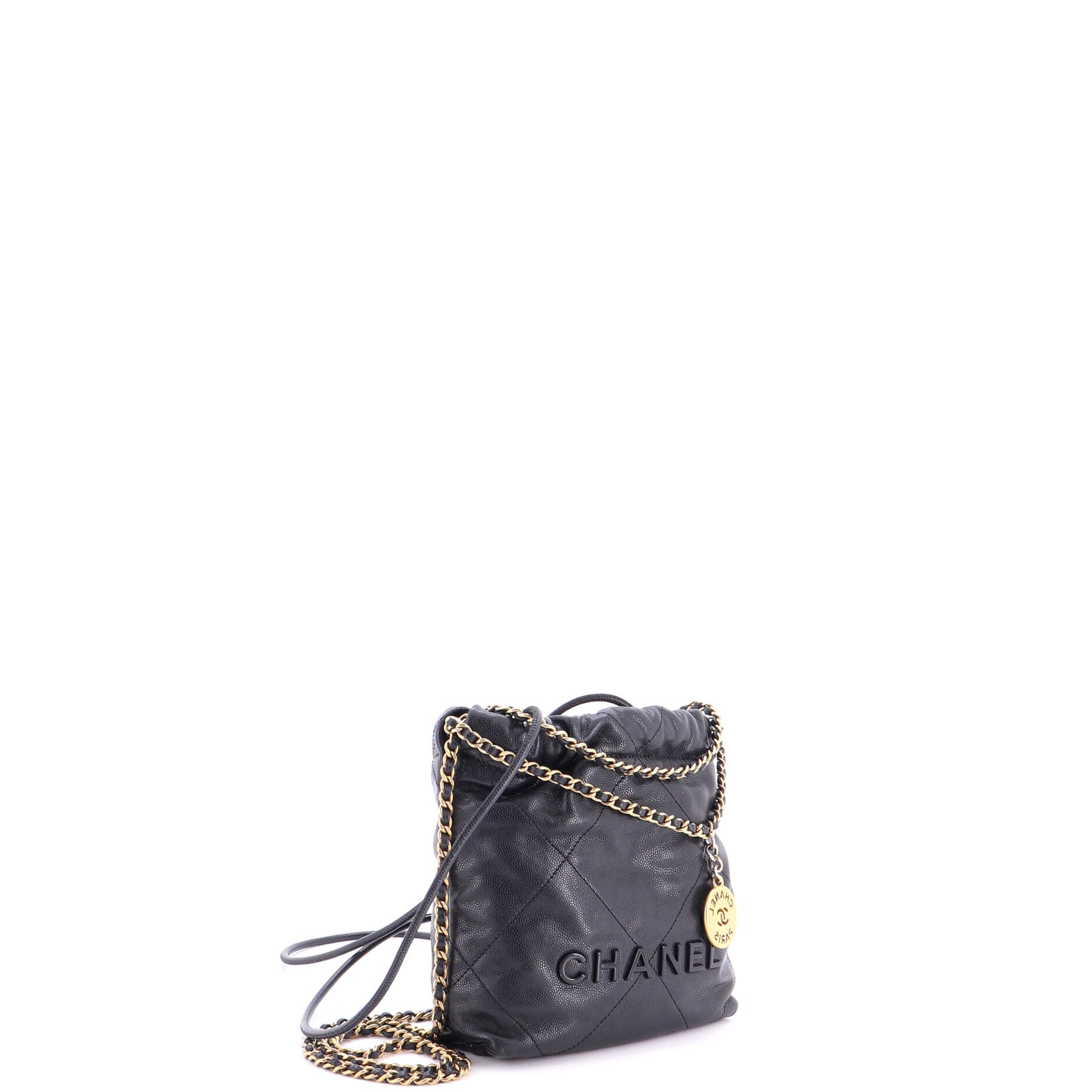 22 Chain Hobo Quilted Caviar Mini