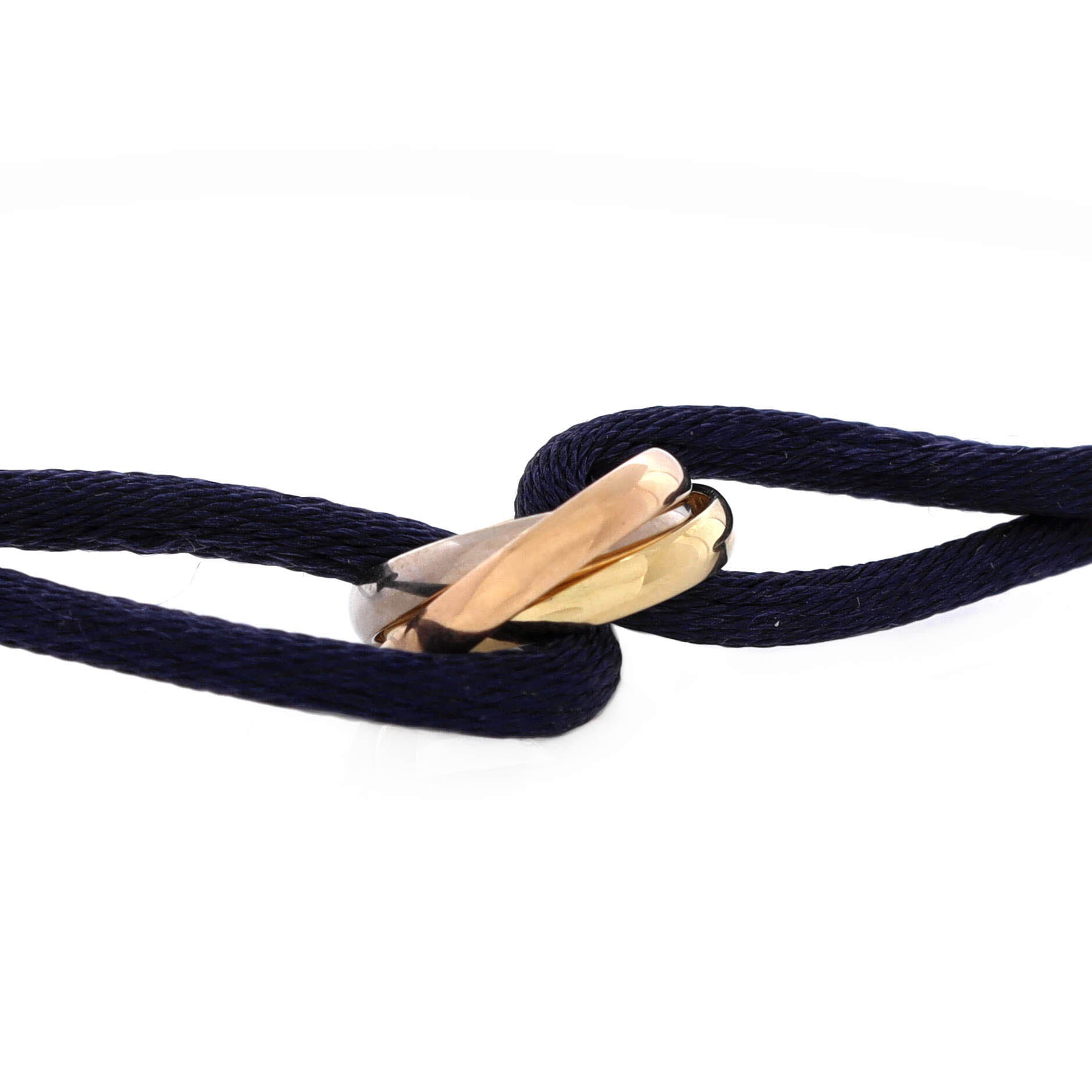 Trinity On Cord Bracelet Silk Cord with 18K Tricolor Gold