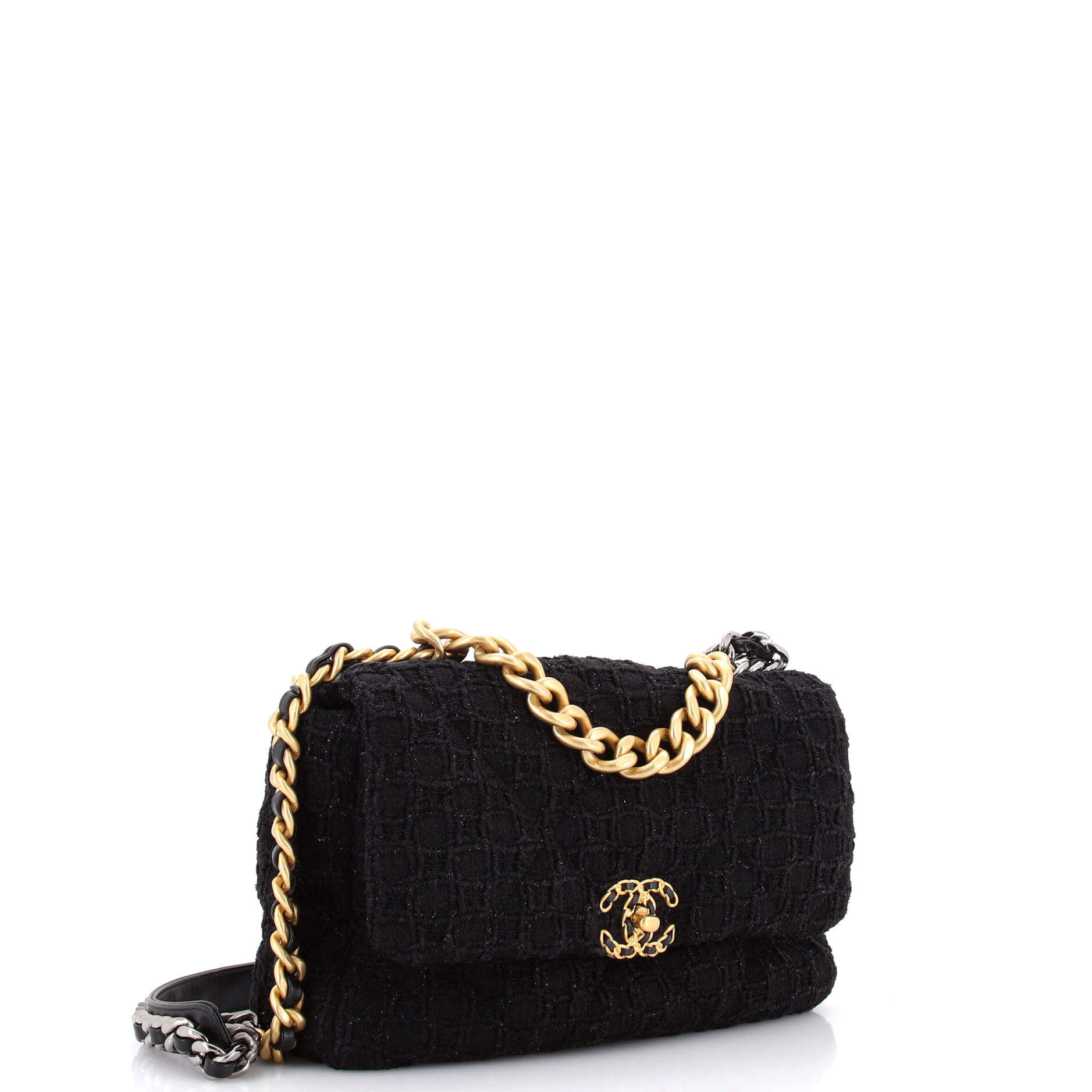 19 Flap Bag Quilted Tweed Large