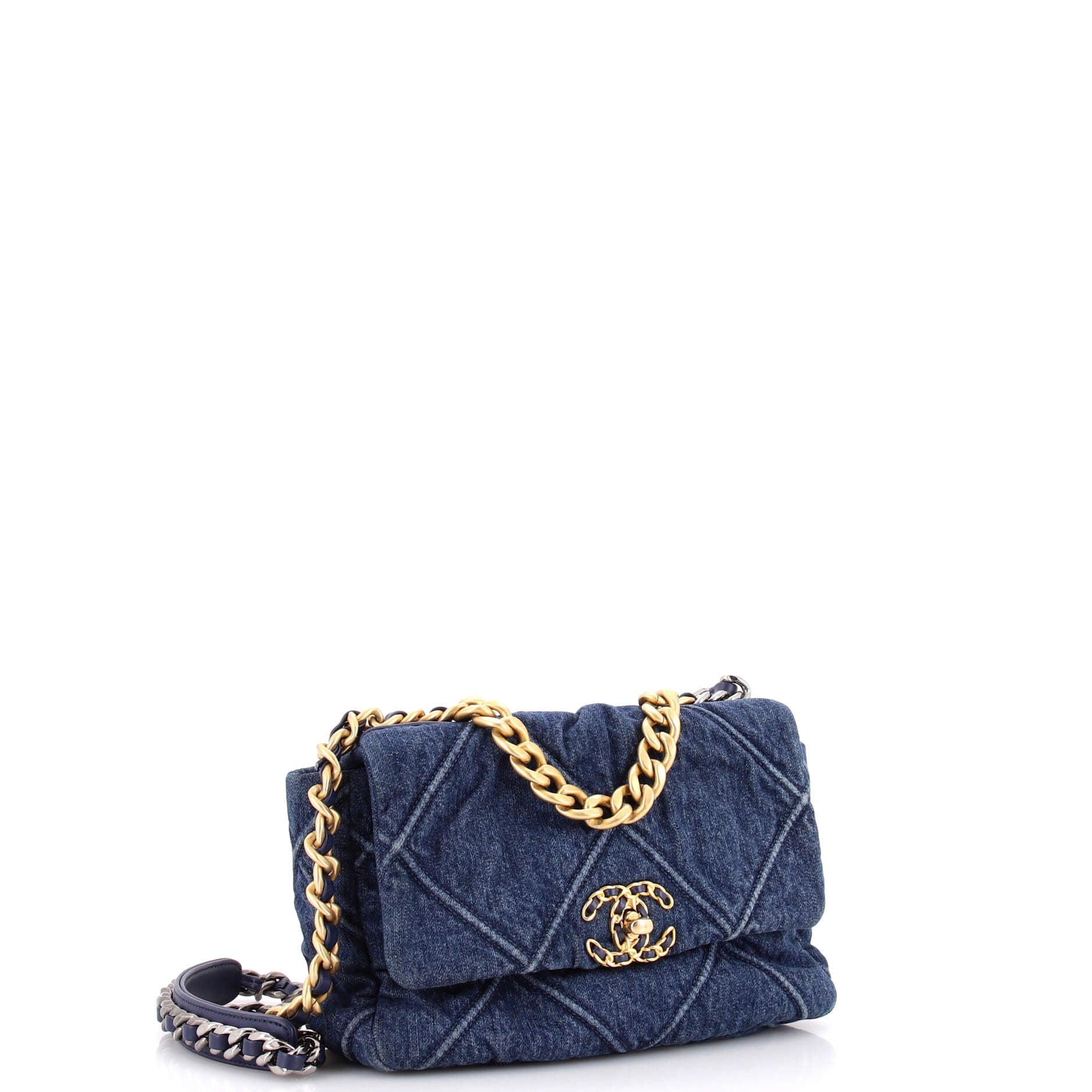 19 Flap Bag Quilted Denim Medium