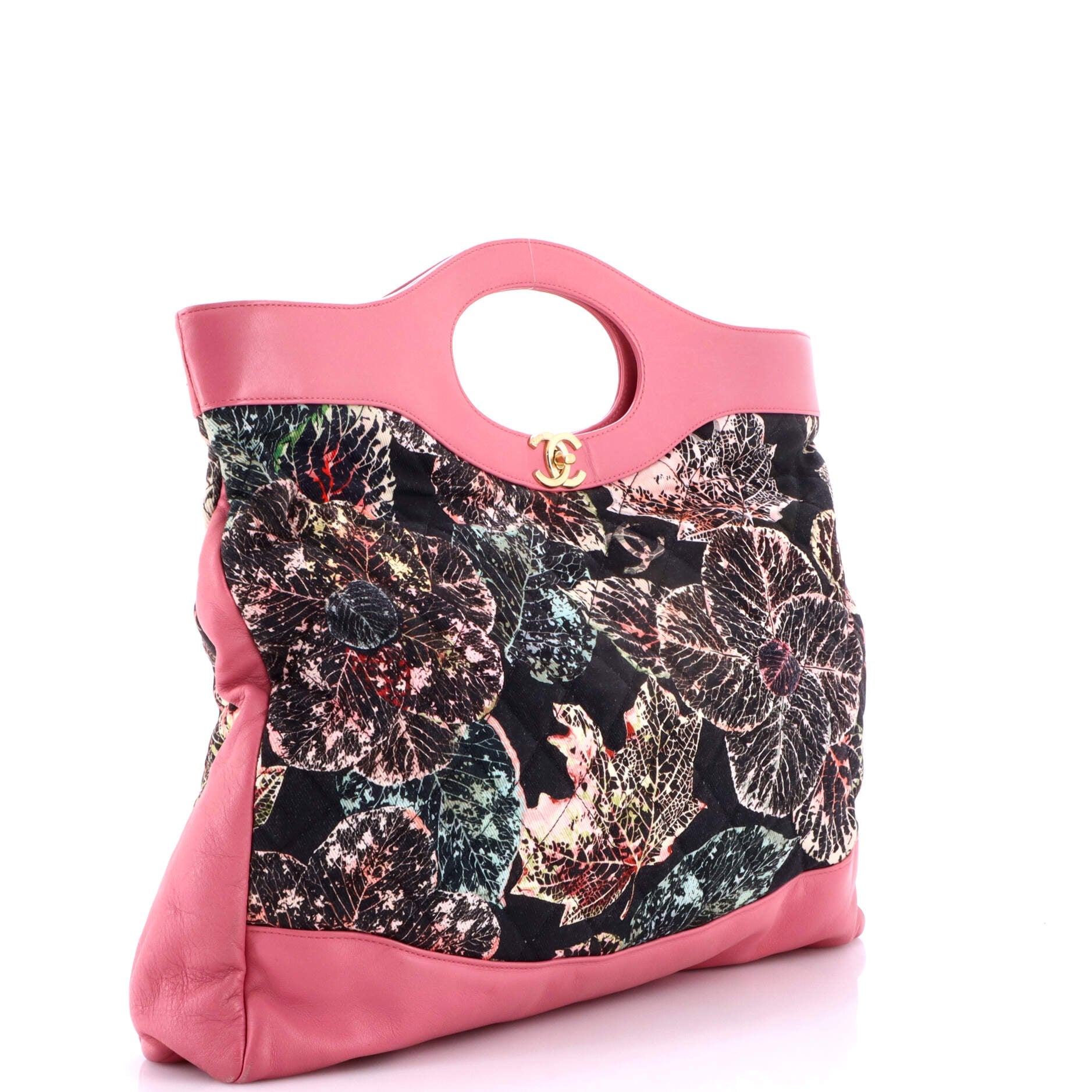 31 Shopping Bag Quilted Printed Cotton and Calfskin Large