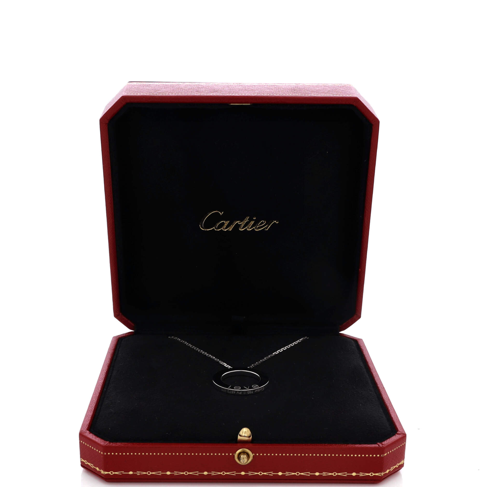 6 Diamonds Love Pendant Necklace 18K White Gold and Diamonds