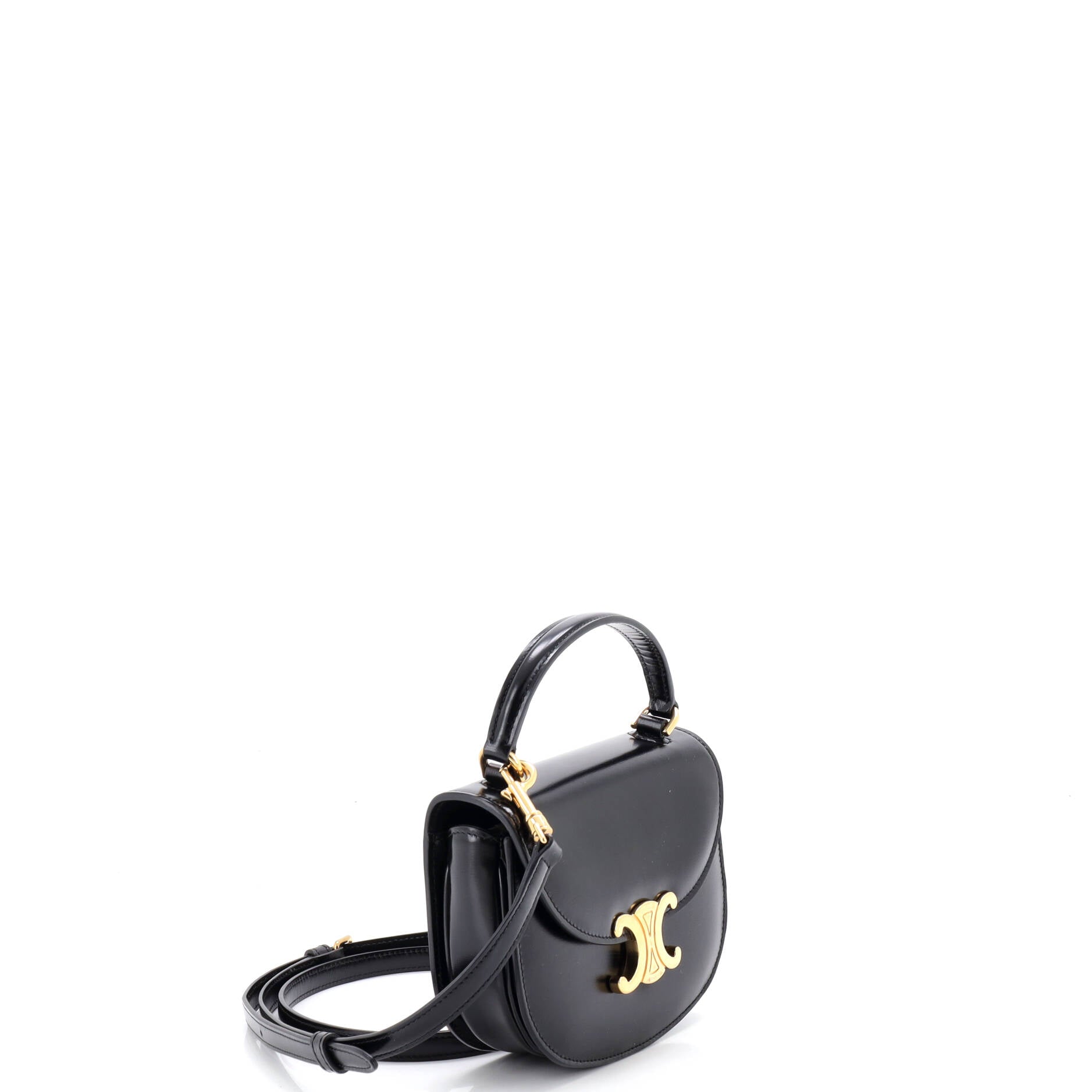 Triomphe Besace Clea Top Handle Flap Bag Leather Mini