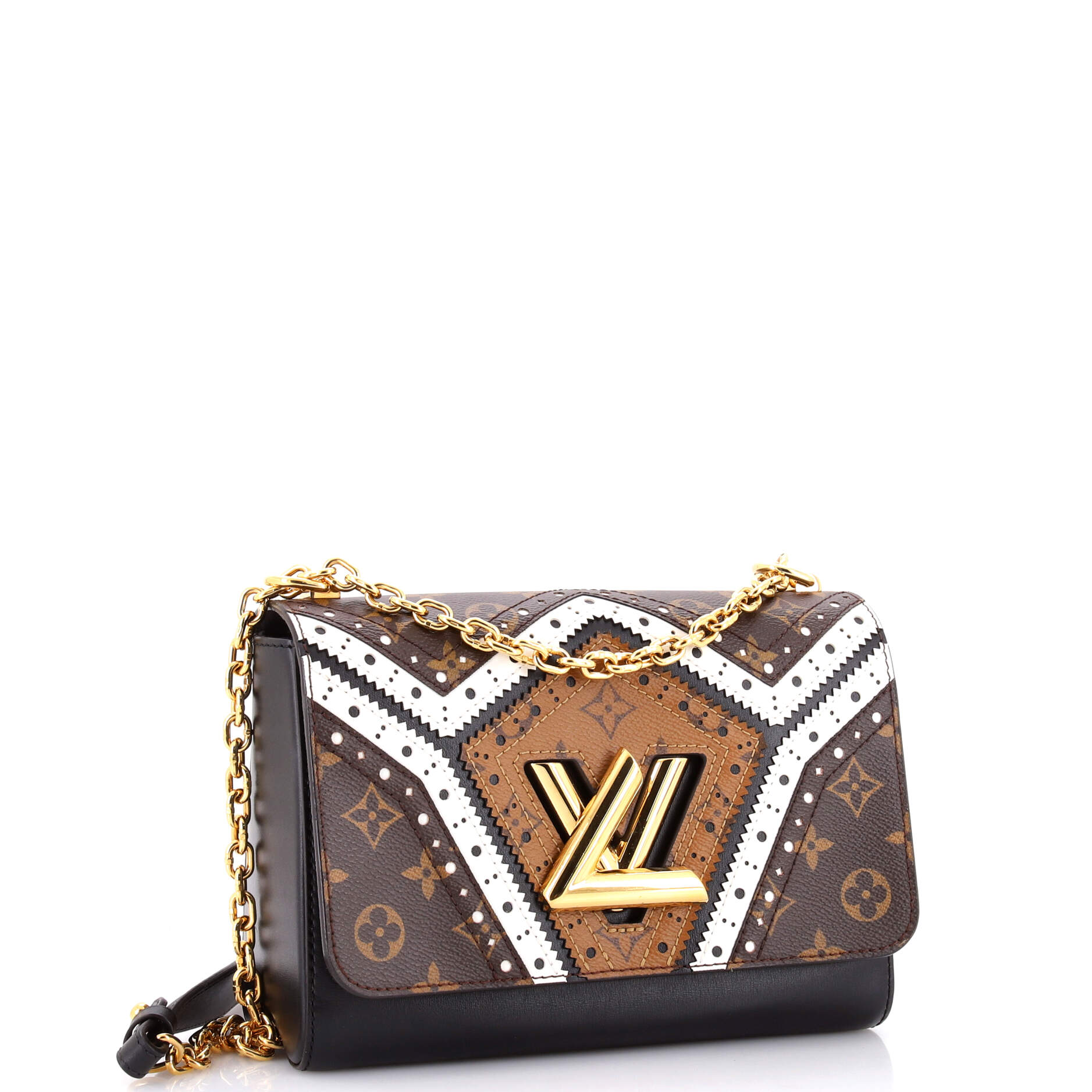 Twist Handbag Limited Edition Brogue Reverse Monogram Canvas and Leather MM