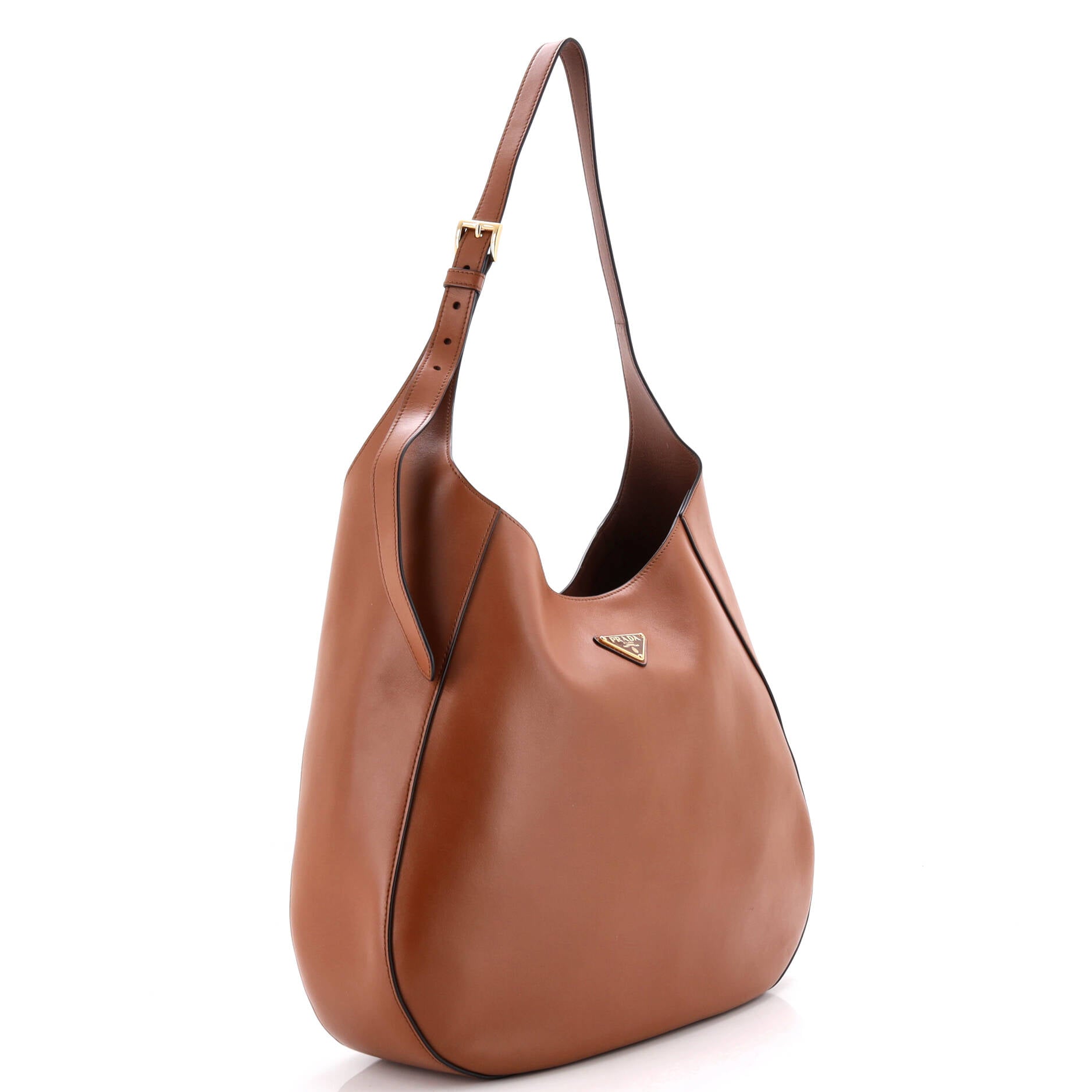 Triangle Logo Curved Hobo City Calf Large