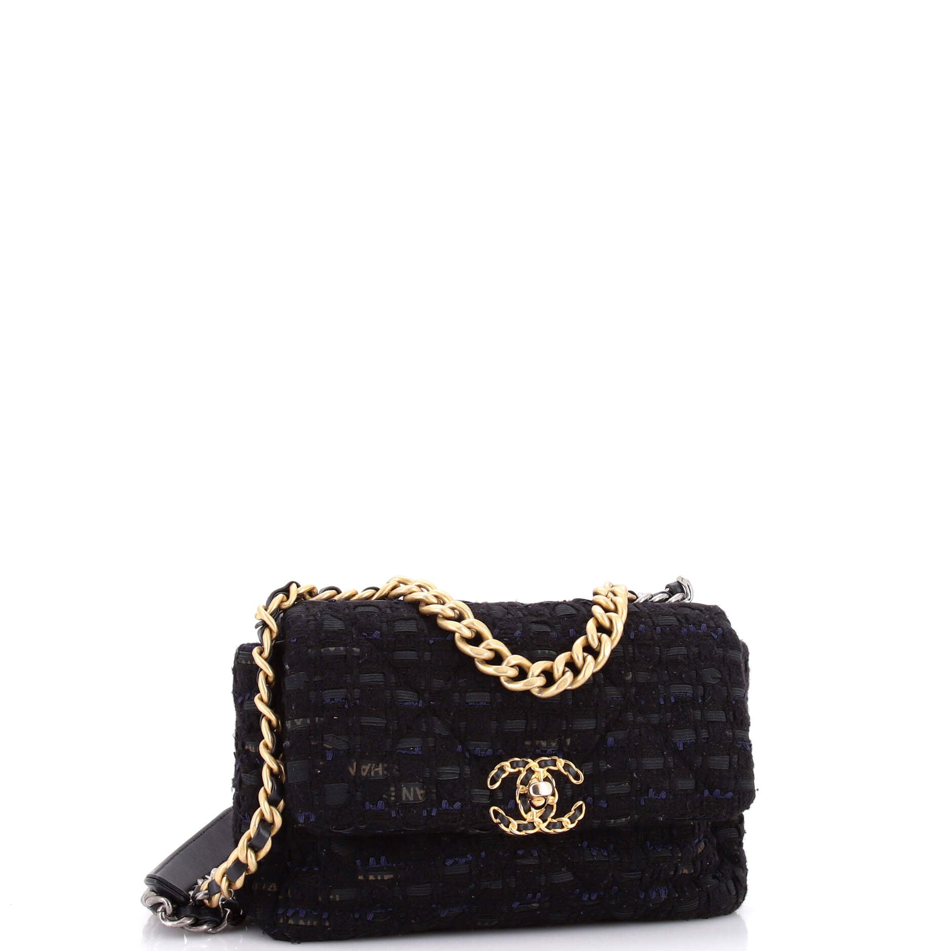19 Flap Bag Quilted Tweed and Ribbon Medium
