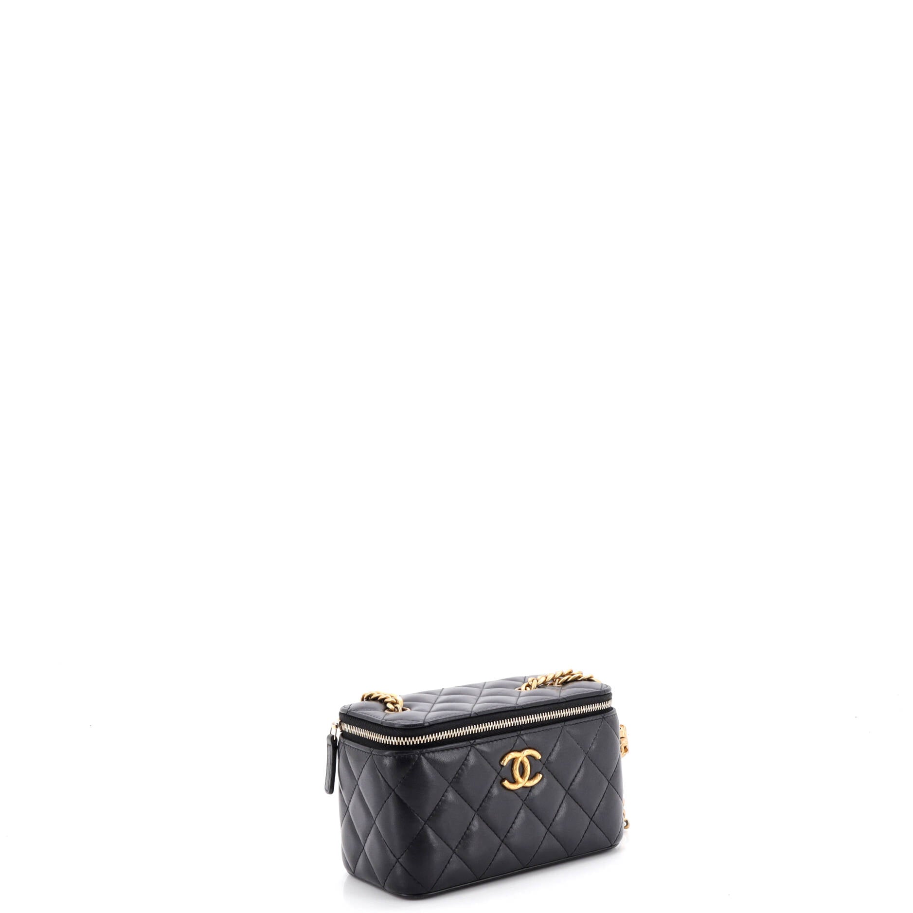 All Slide Long Vanity Case with Chain Quilted Lambskin Small