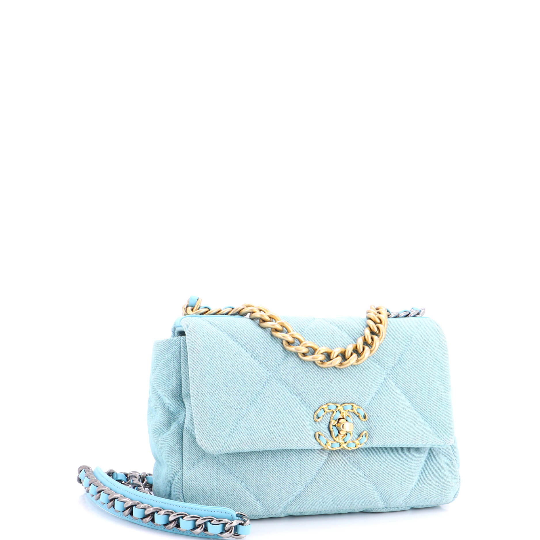 19 Flap Bag Quilted Denim Medium