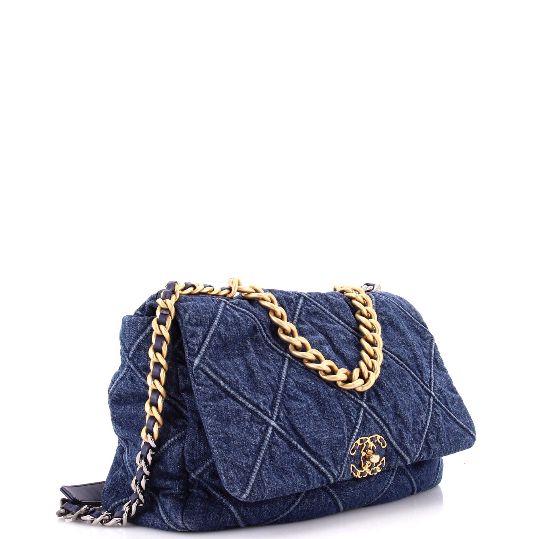 19 Flap Bag Quilted Denim Maxi