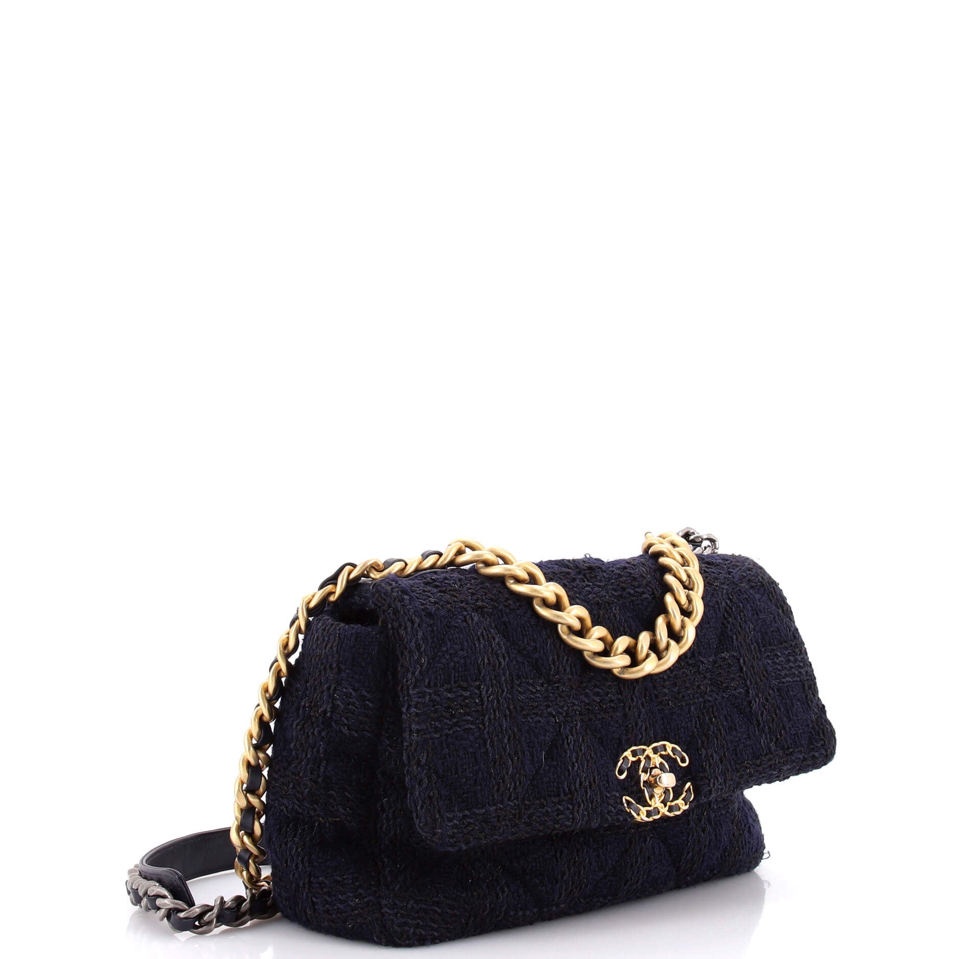19 Flap Bag Quilted Tweed Large