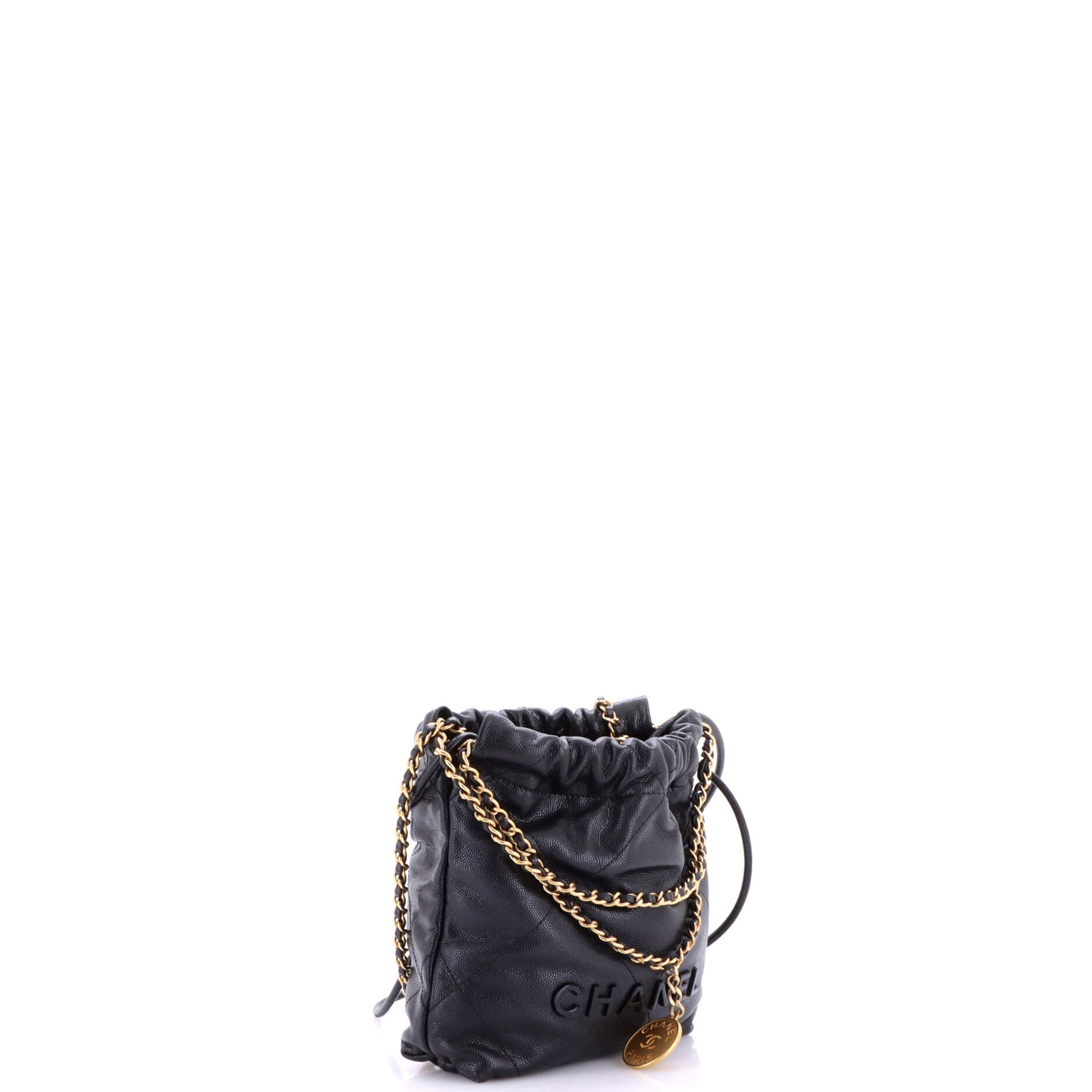 22 Chain Hobo Quilted Caviar Mini