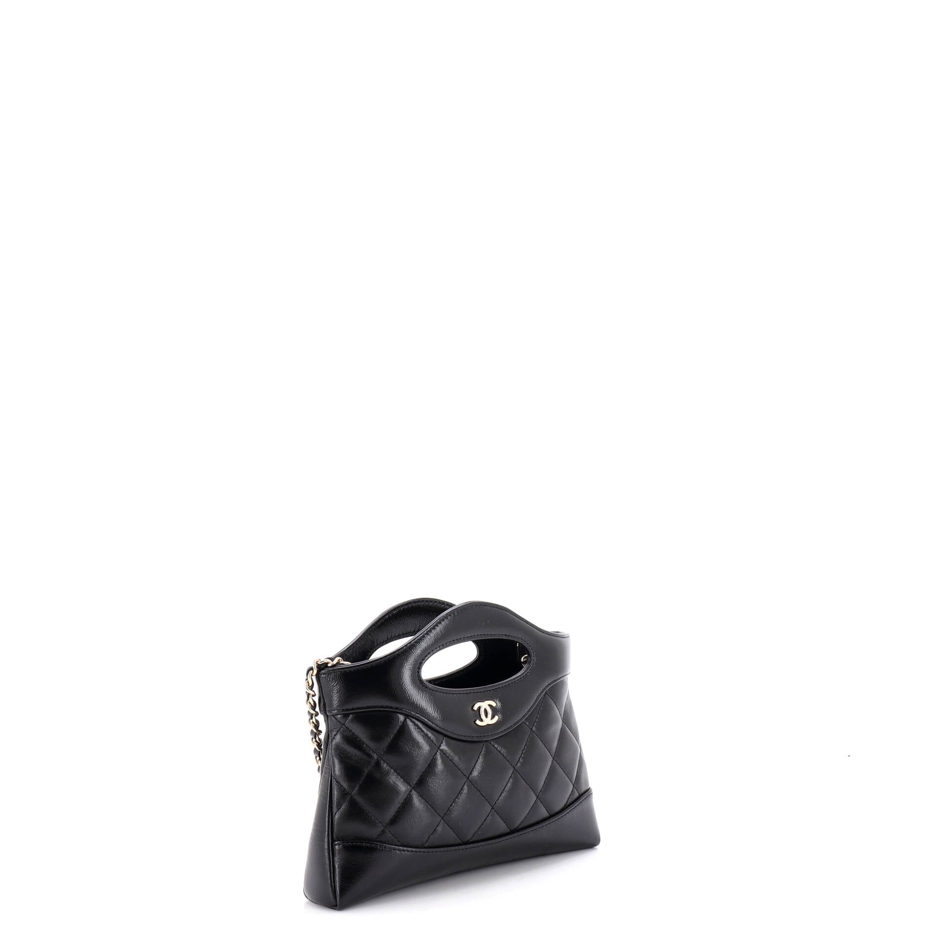 31 Shopping Bag Clutch with Chain Quilted Lambskin Small