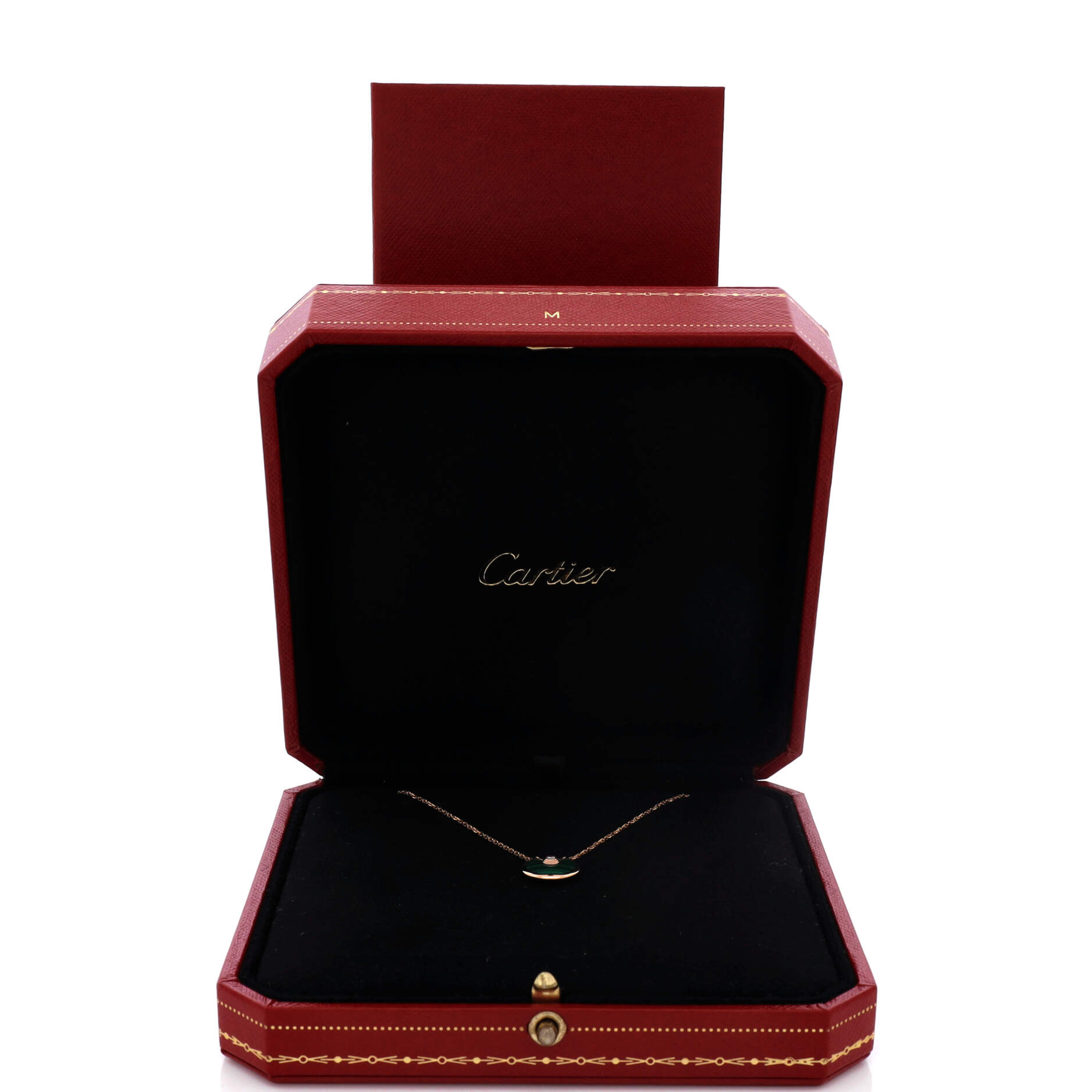 Amulette de Cartier Pendant Necklace 18K Rose Gold with Malachite and Diamond XS