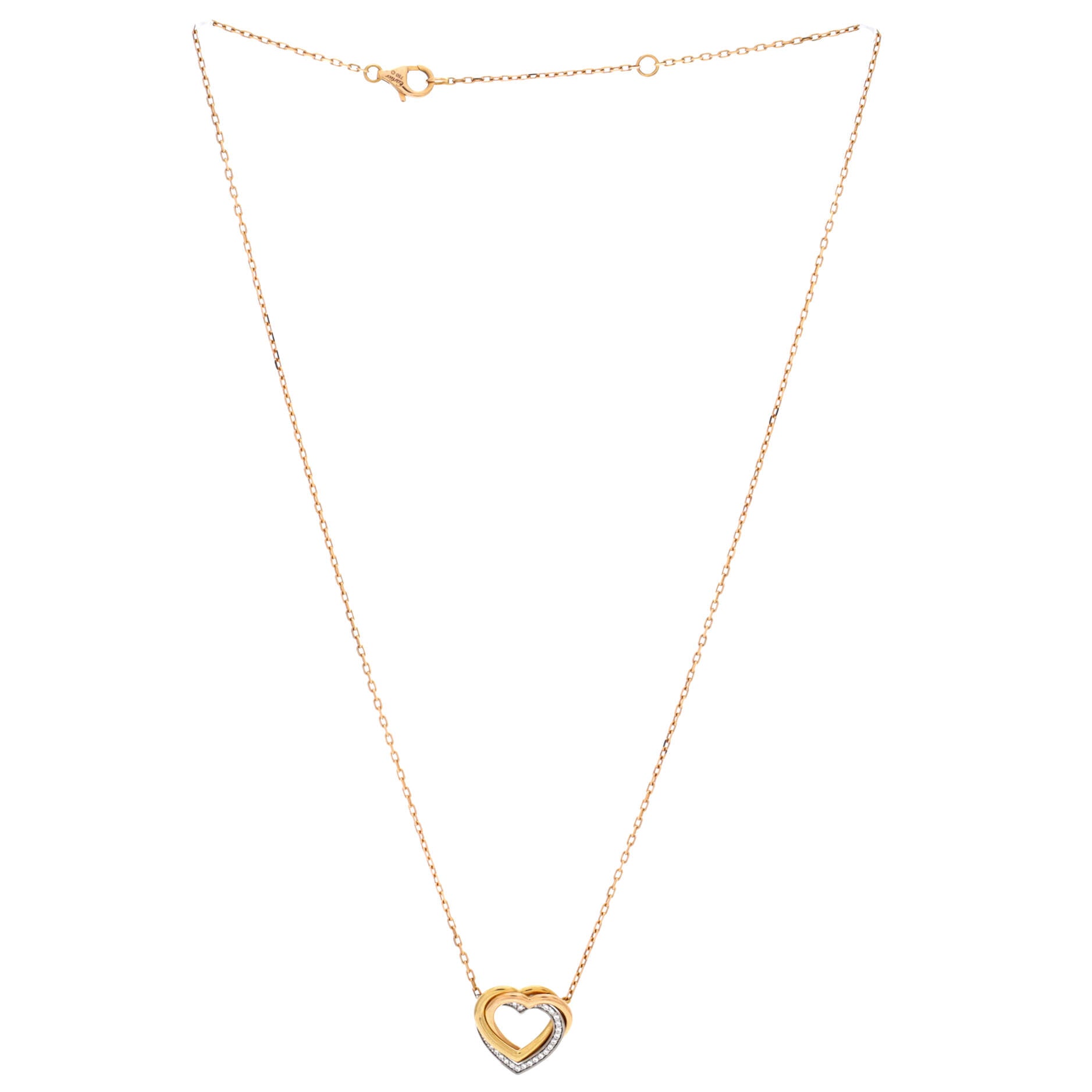 Trinity de Cartier Heart Pendant Necklace 18K Tricolor Gold with Diamonds