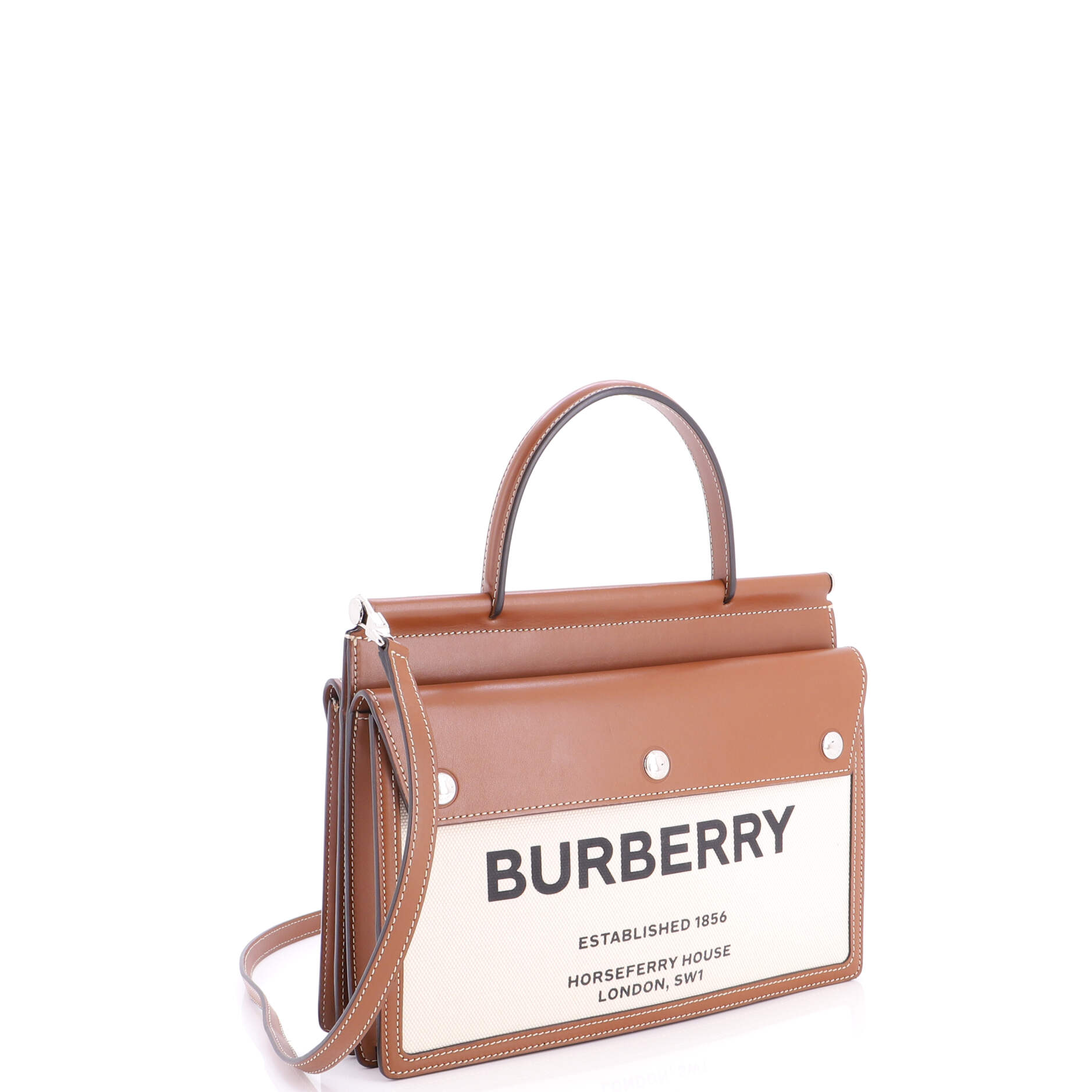 Title Pocket Bag Horseferry Print Canvas with Leather Small