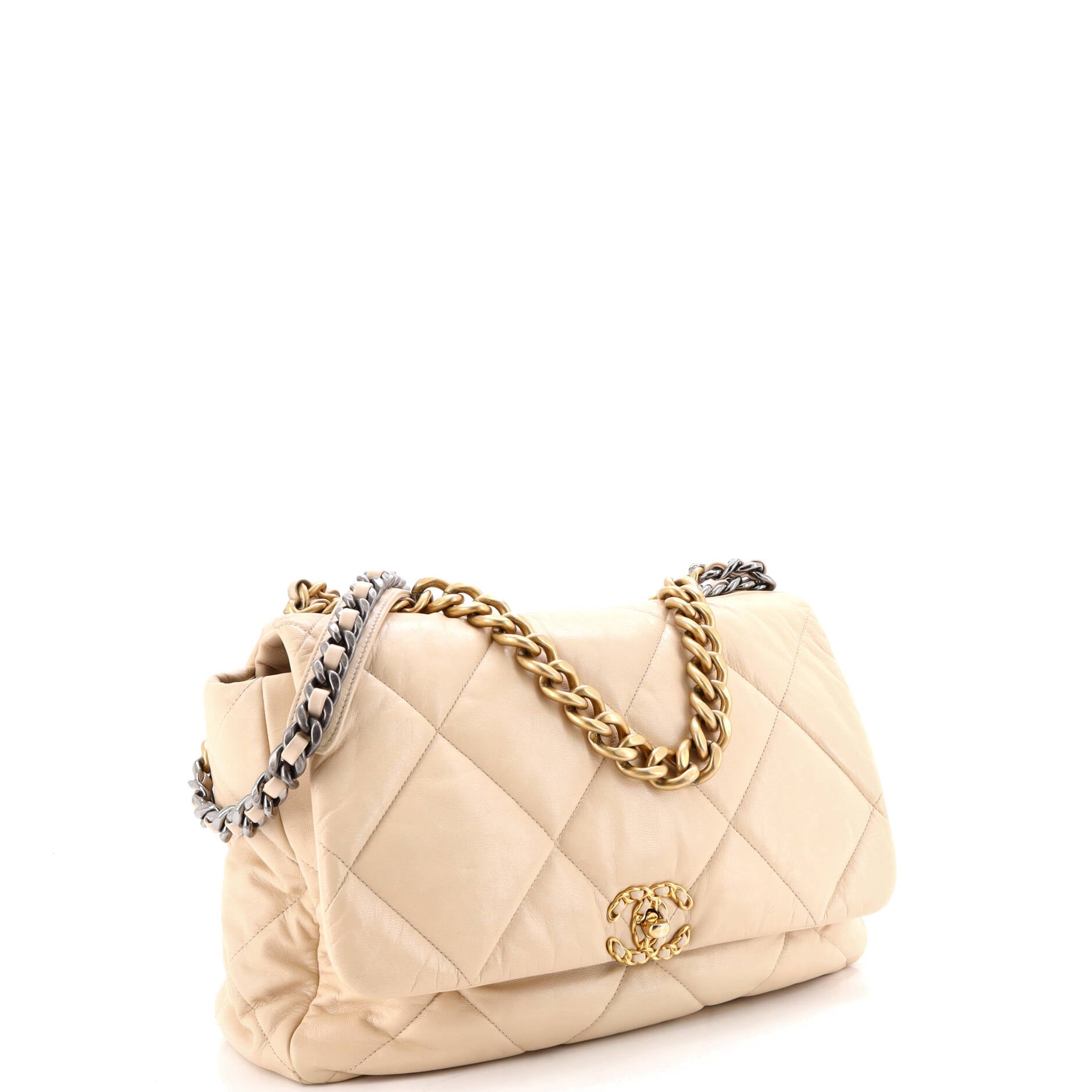 19 Flap Bag Quilted Leather Maxi
