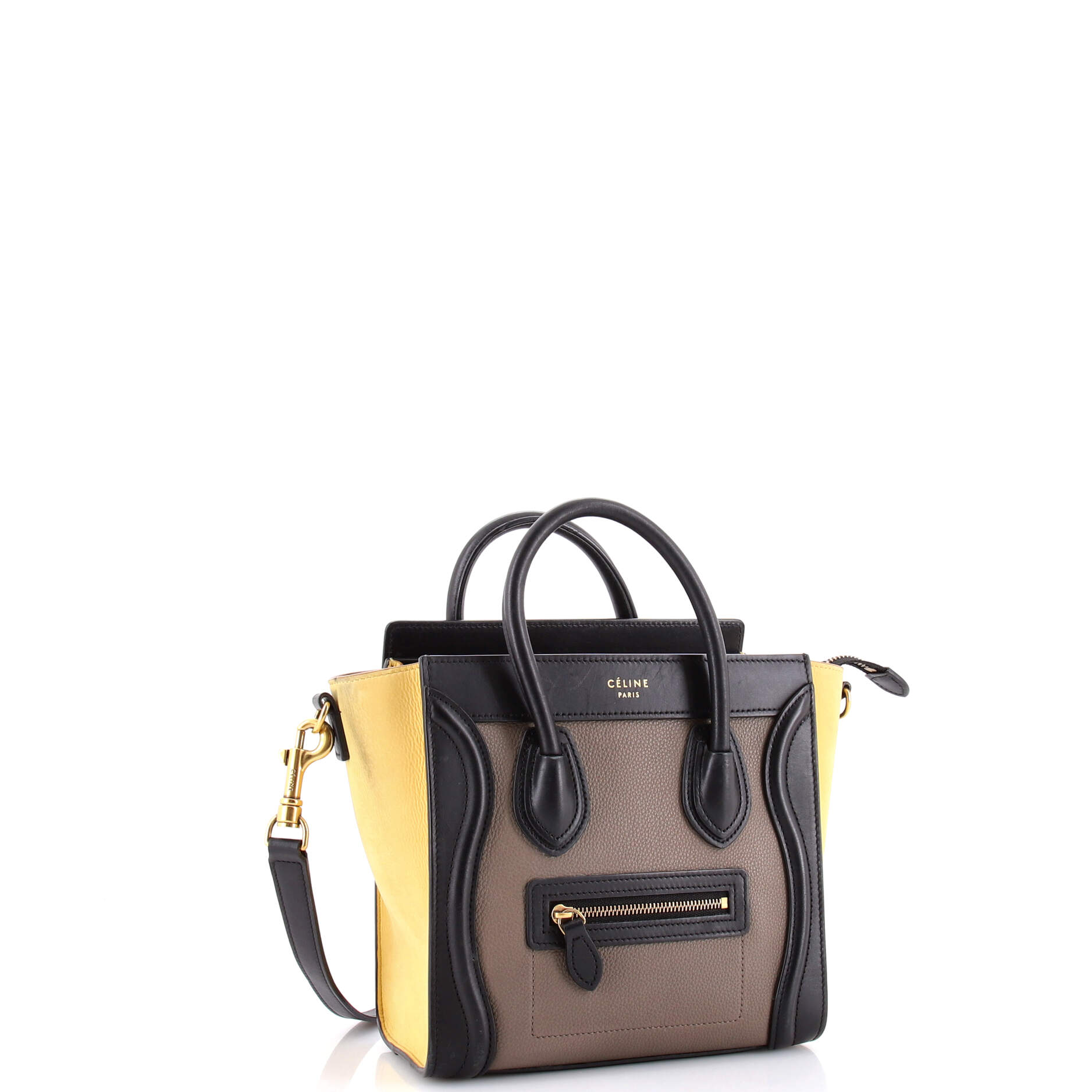 Tricolor Luggage Bag Leather Nano