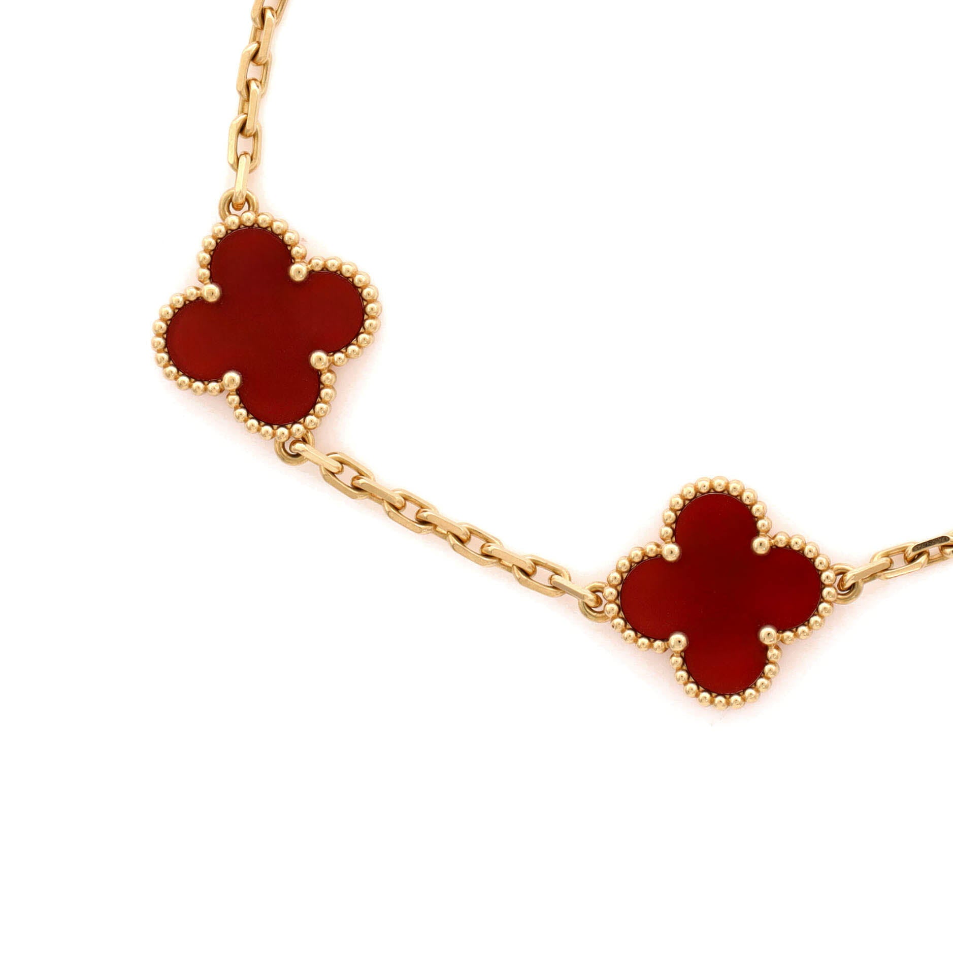 Van Cleef & Arpels Vintage Alhambra 5 Motifs Bracelet 18K Yellow Gold and Carnelian