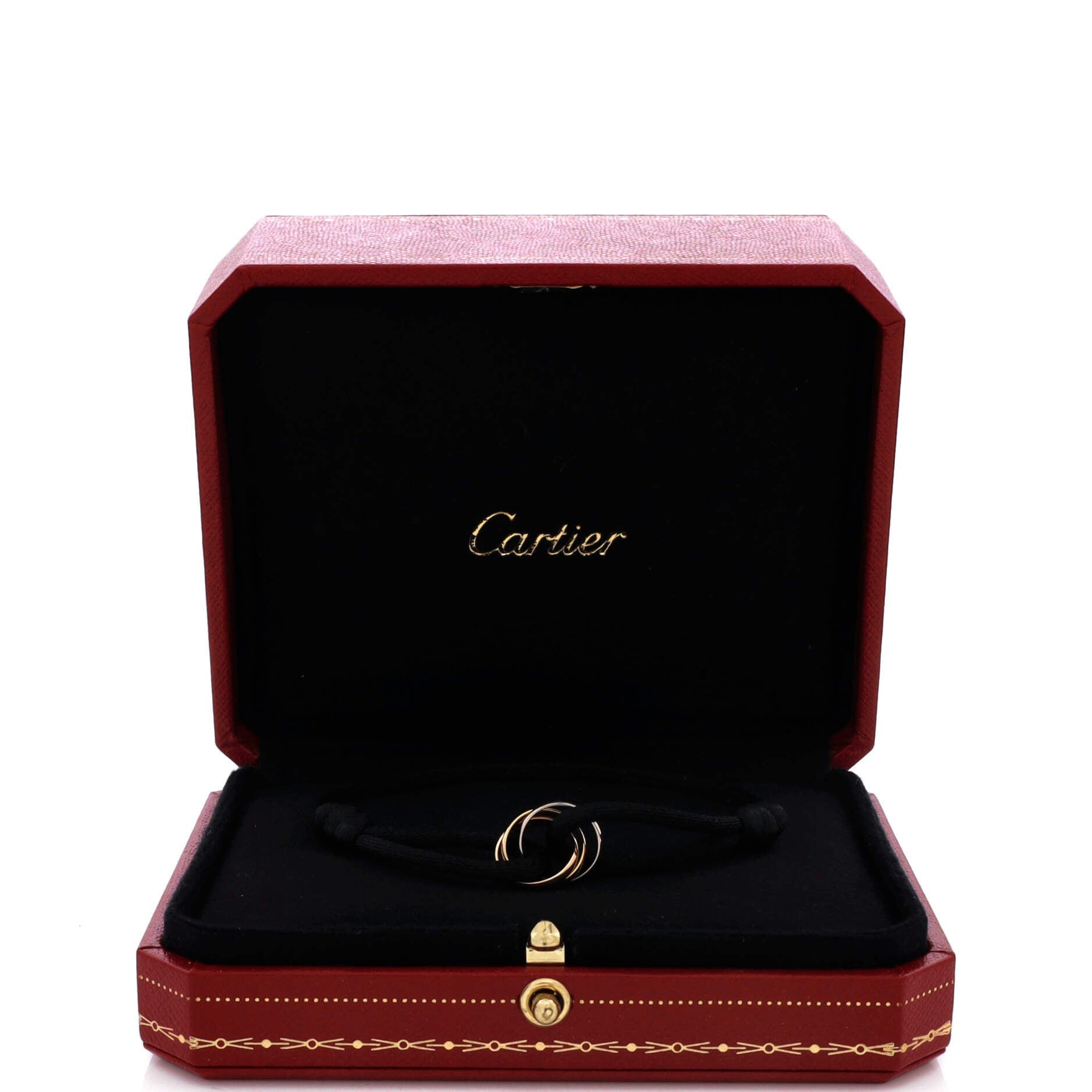 Trinity On Cord Bracelet Silk Cord with 18K Tricolor Gold