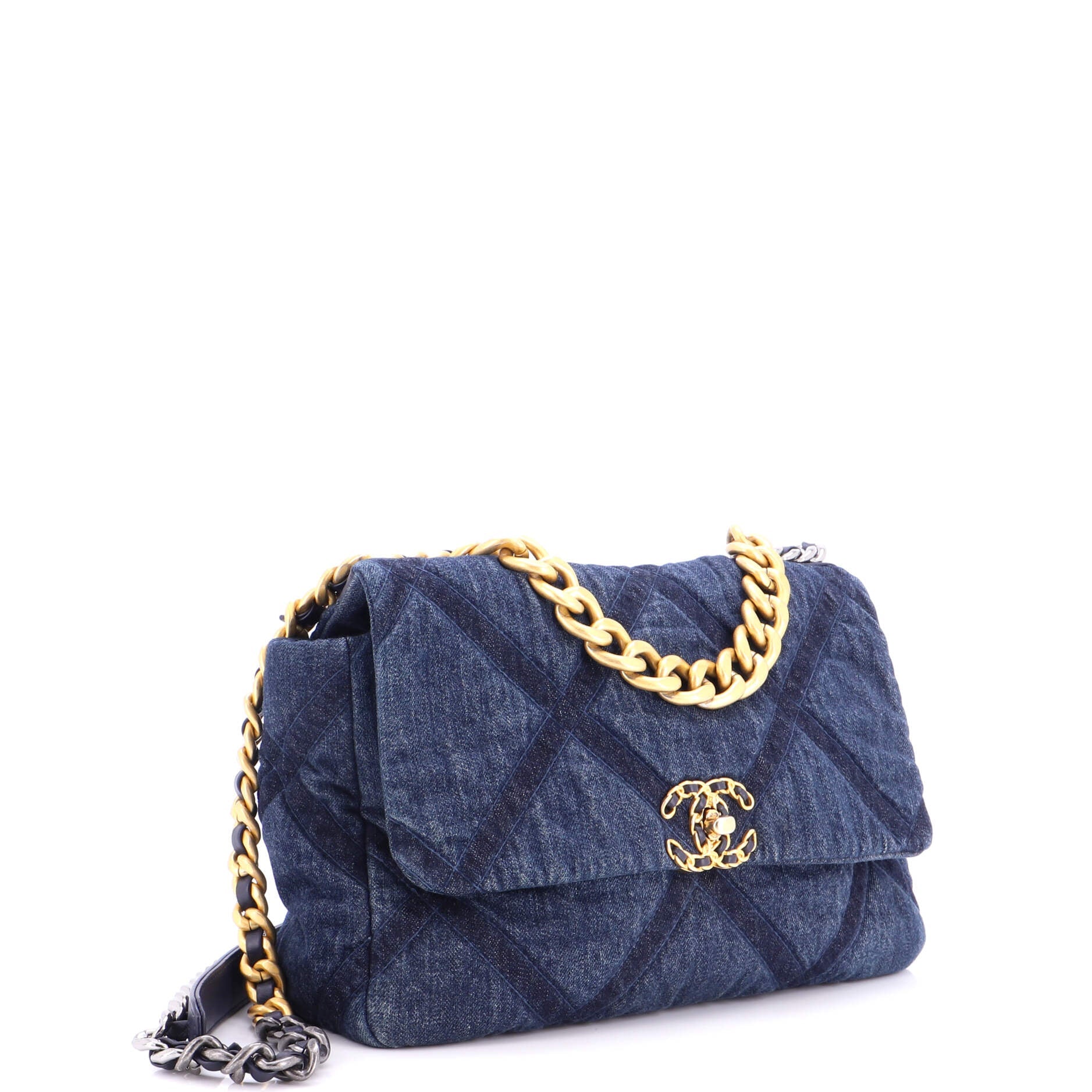 19 Flap Bag Quilted Denim Large