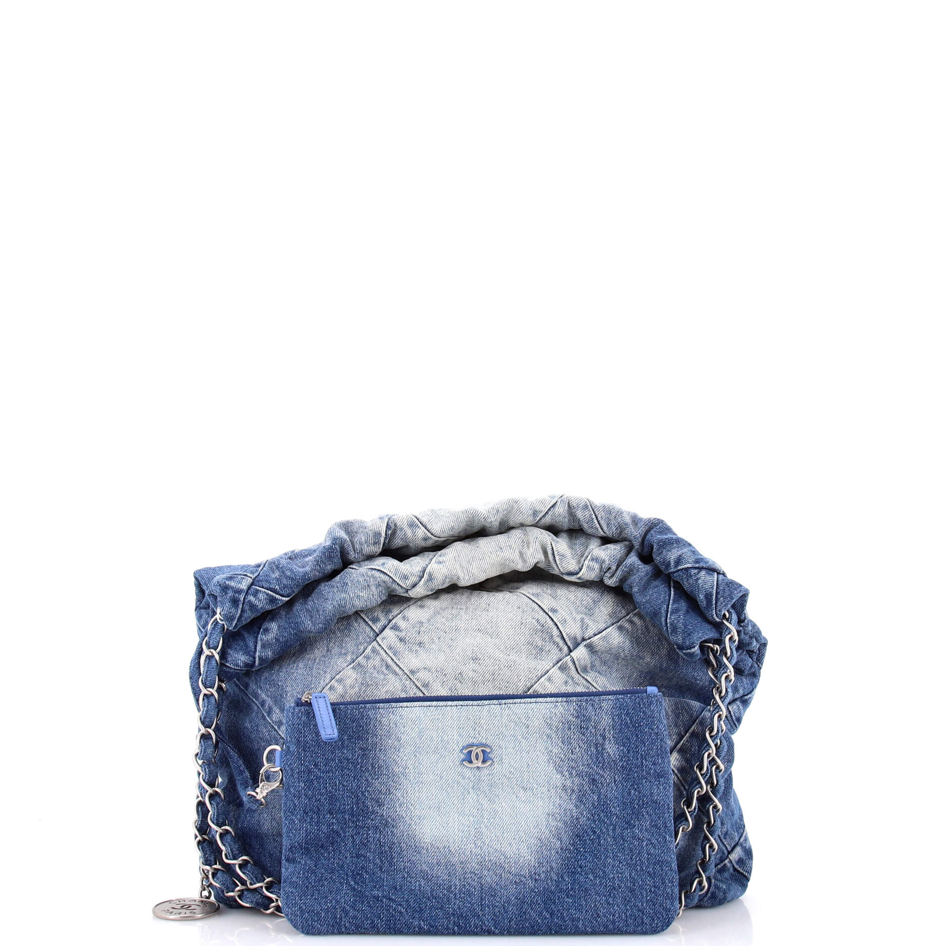 22 Chain Hobo Quilted Denim Small