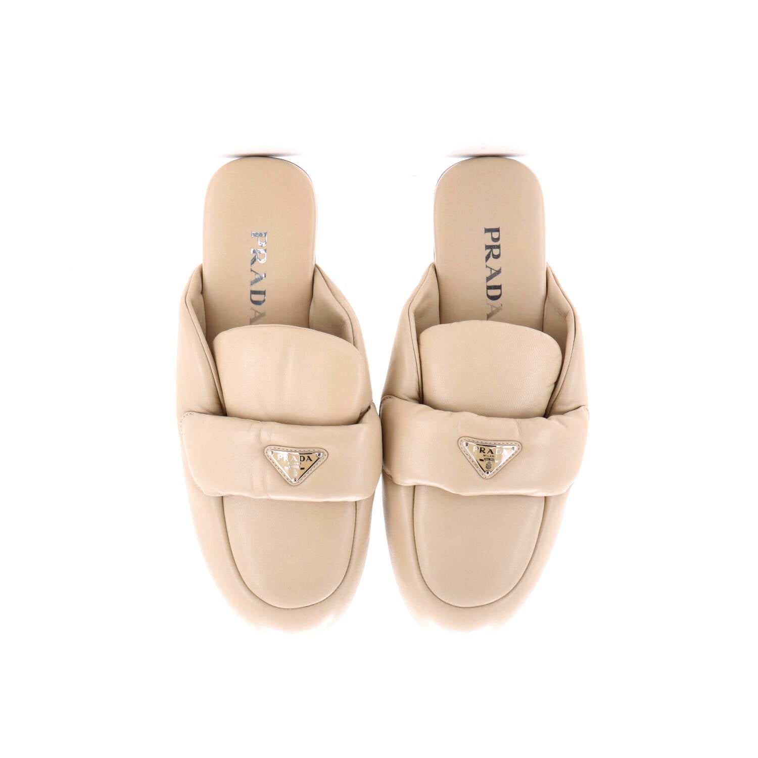 Triangle Logo Mule Loafers Padded Leather