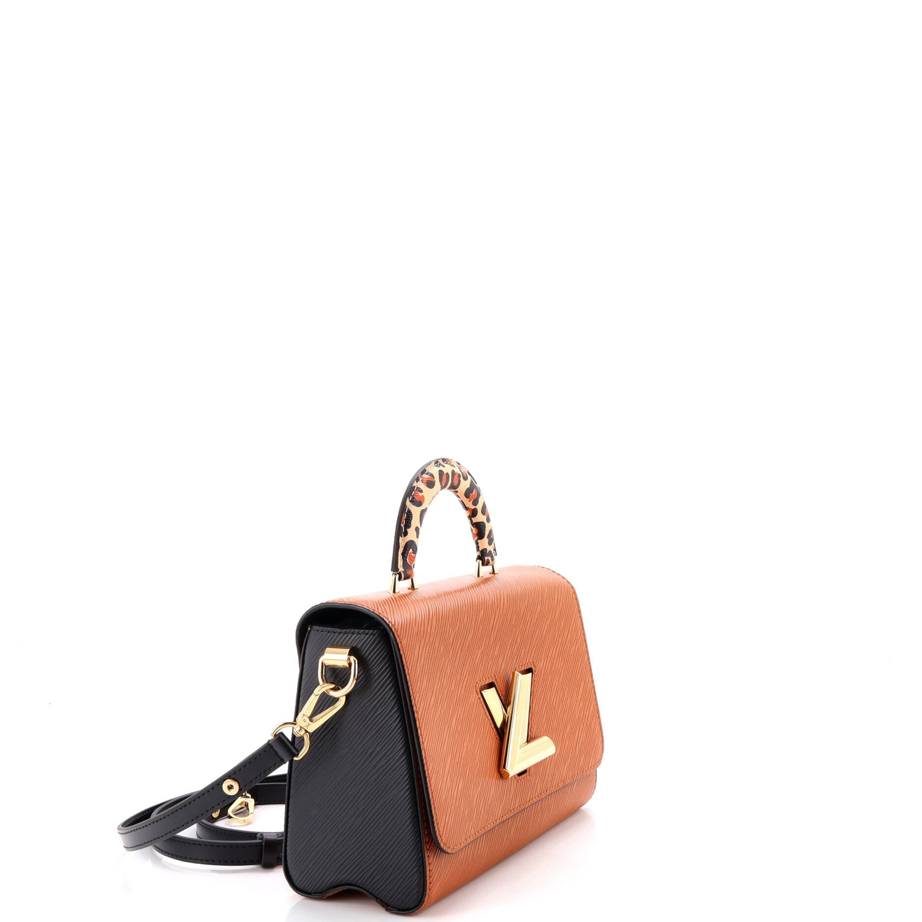 Twist Top Handle Bag Epi Leather with Wild at Heart Leopard Print Coated Canvas MM