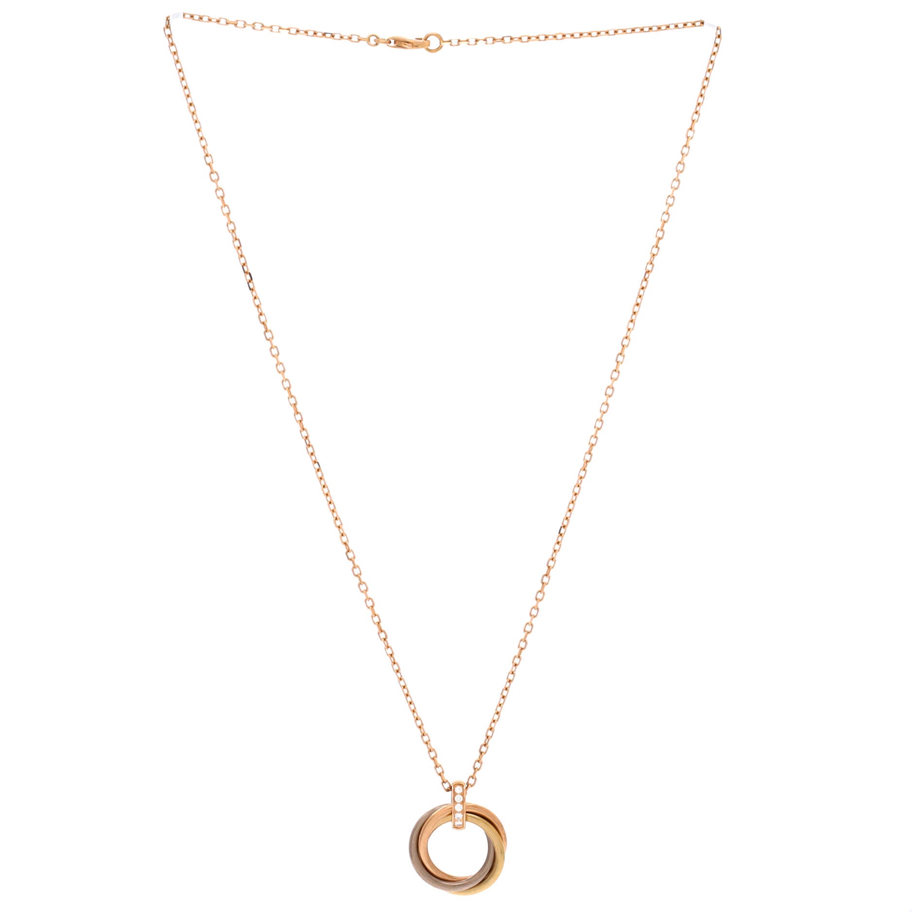 Trinity Pendant Necklace 18K Tricolor Gold and Diamonds