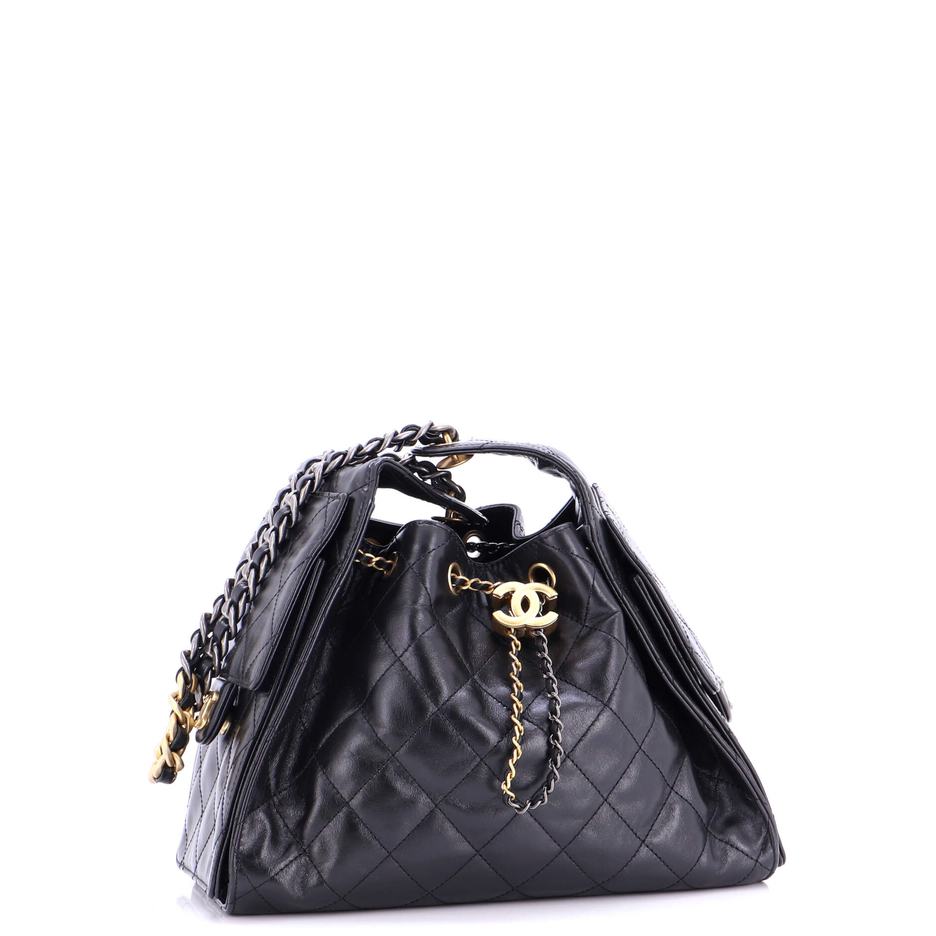 25 Hobo Bag Quilted Shiny Crumpled Calfskin Small