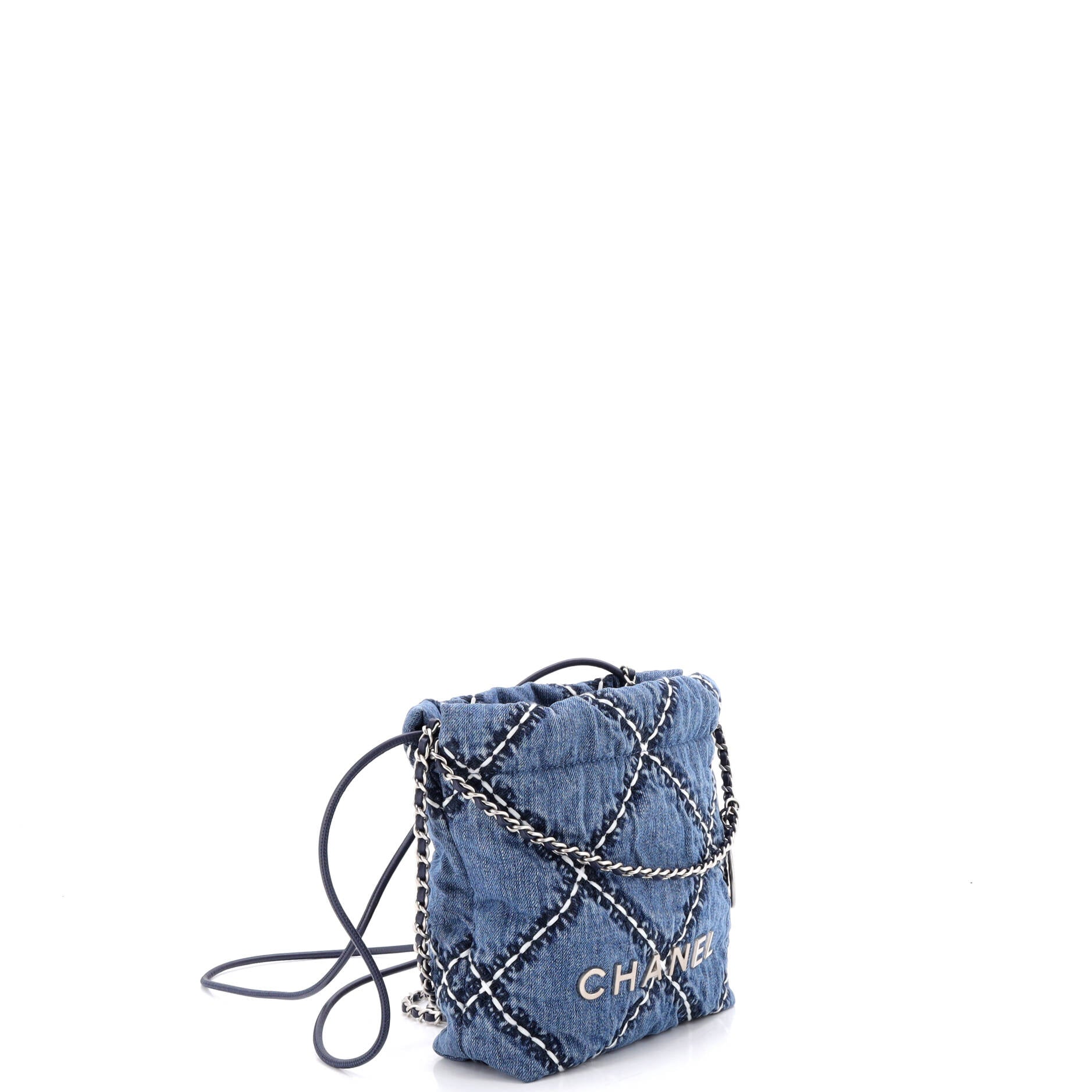 22 Chain Hobo Quilted Stitched Denim Mini