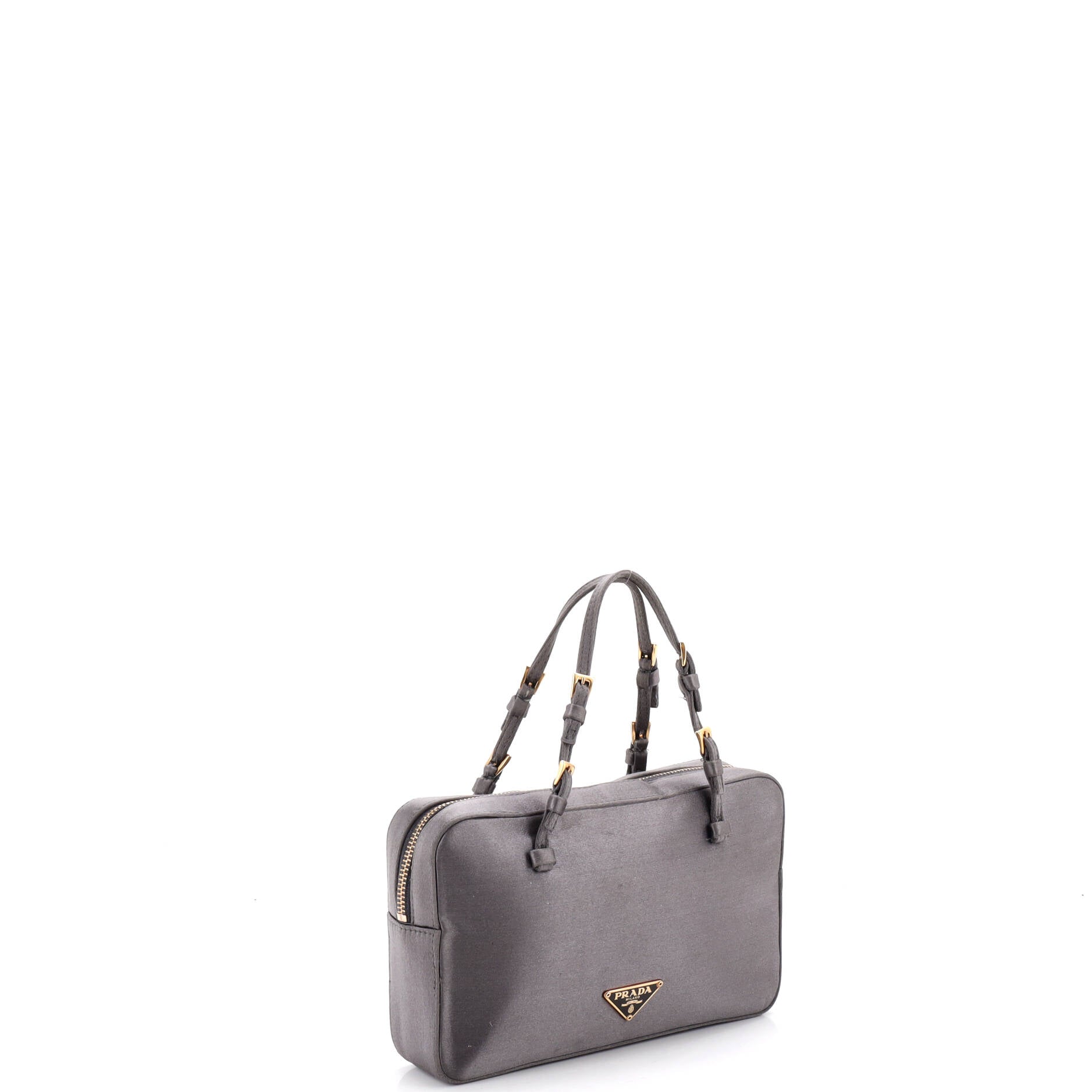 Triangle Logo Cerniera Top Handle Bag Satin