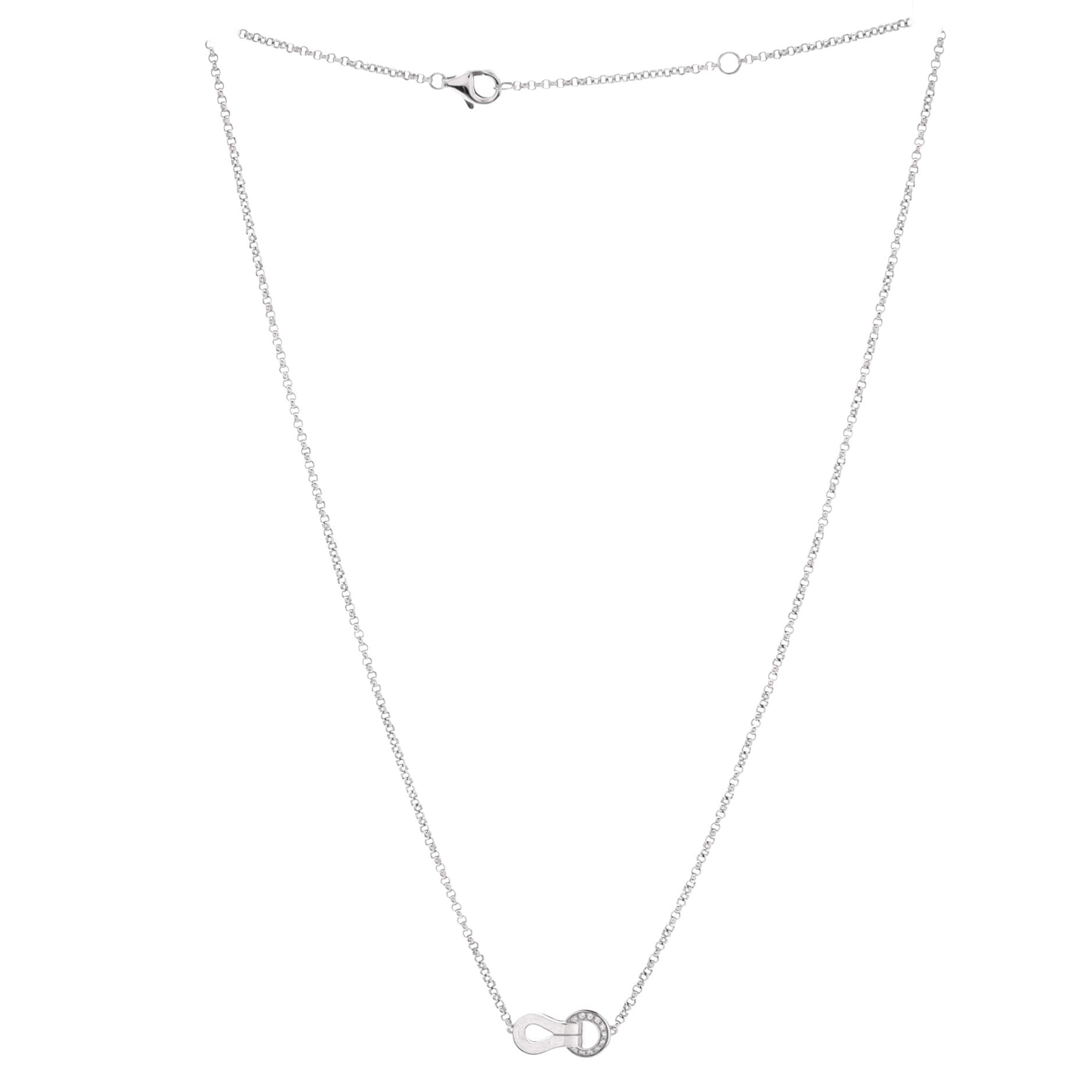 Agrafe Pendant Necklace 18K White Gold with Diamonds