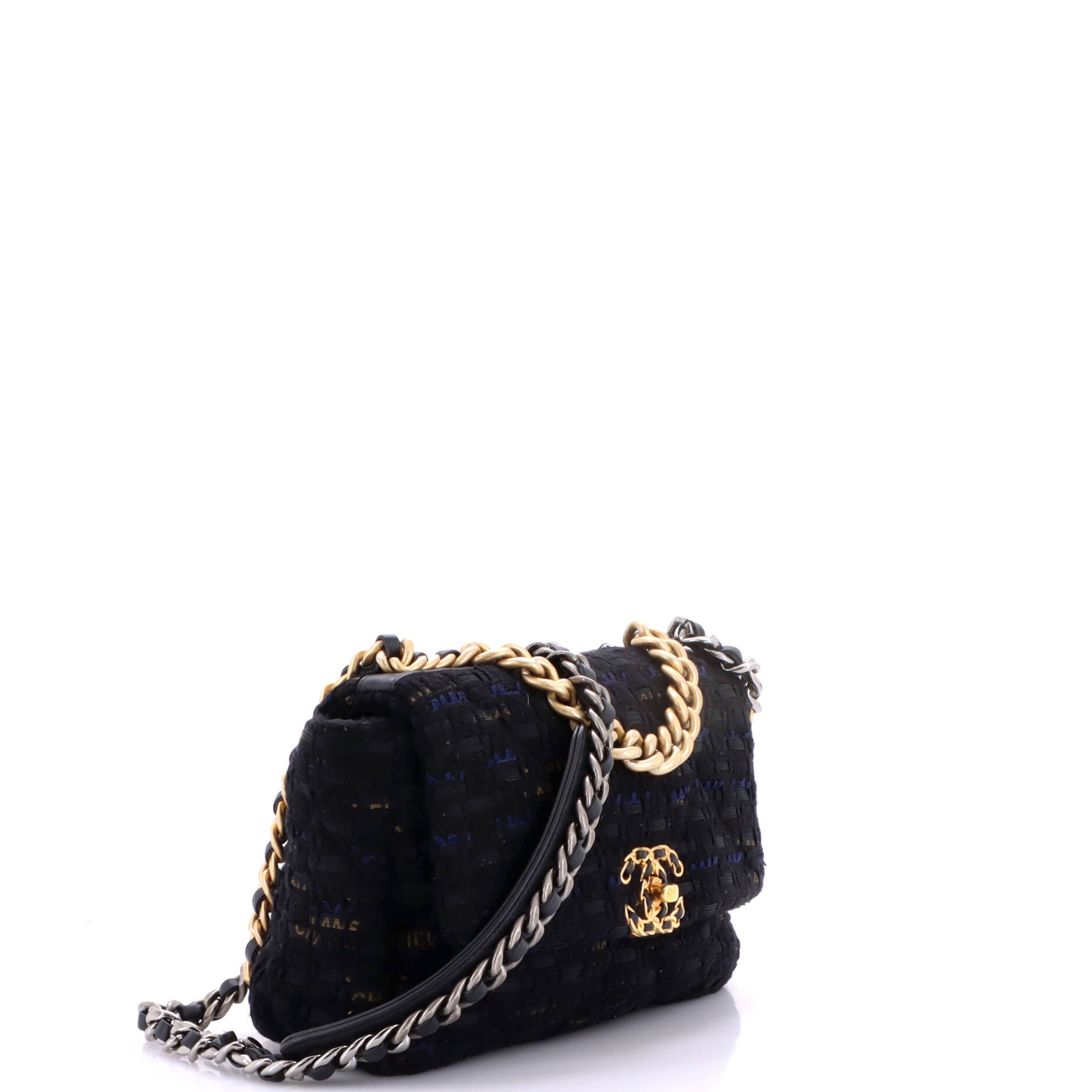 19 Flap Bag Quilted Tweed and Ribbon Medium