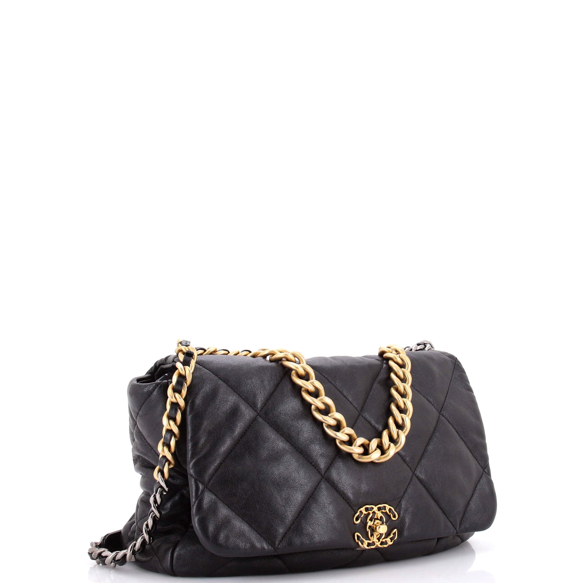 19 Flap Bag Quilted Leather Maxi