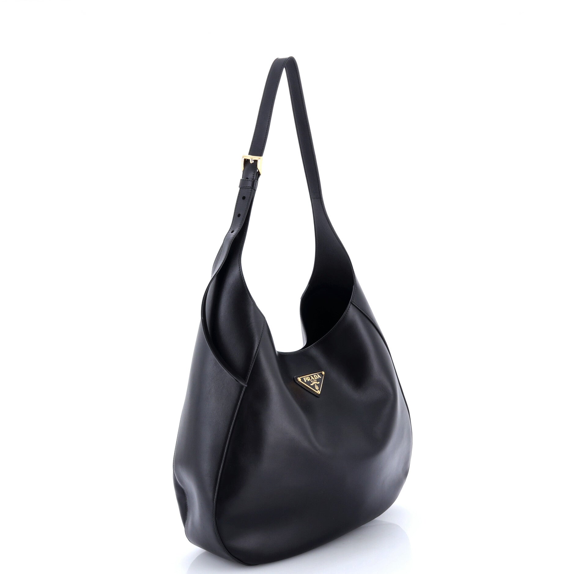 Triangle Logo Curved Hobo City Calf Large