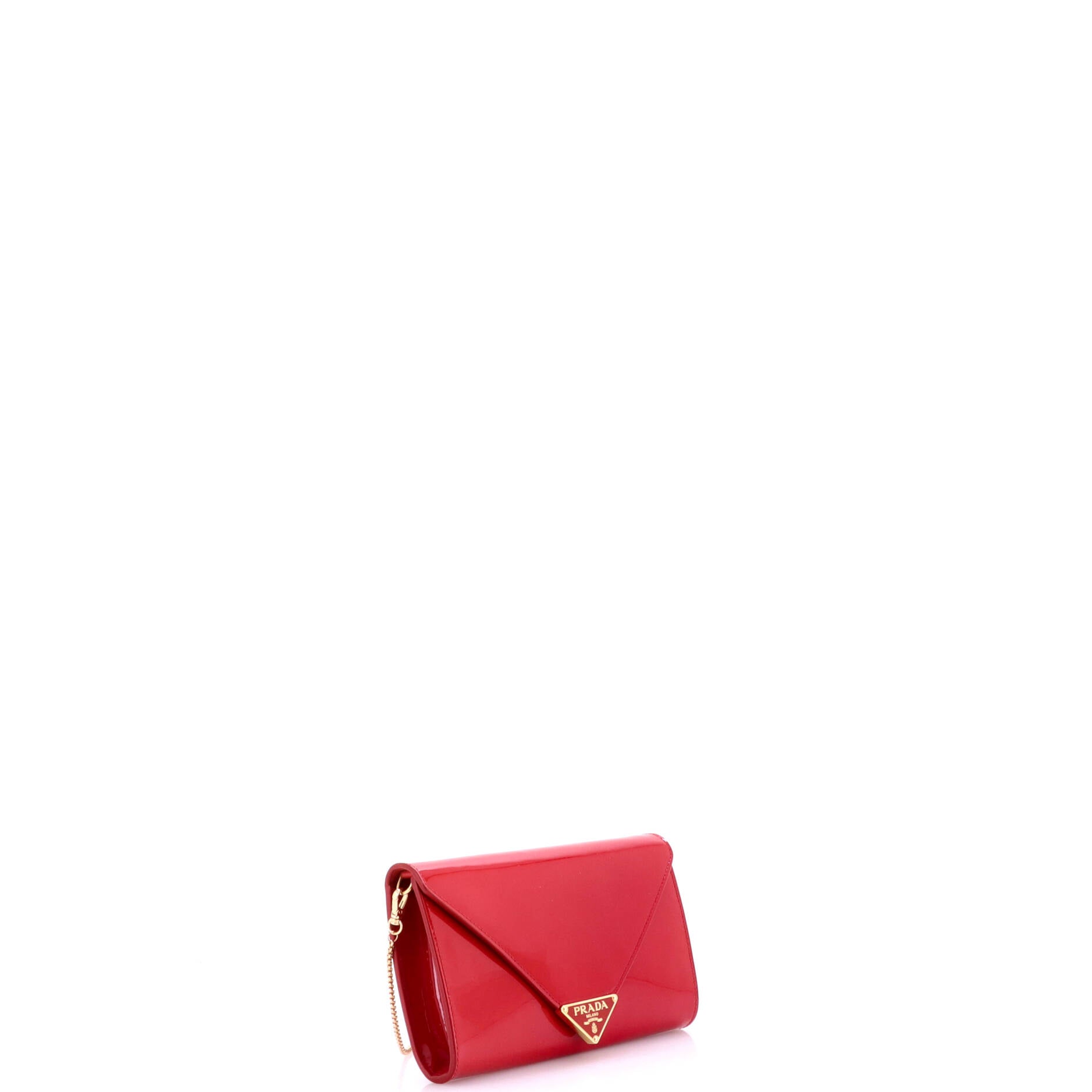 Triangle Logo Envelope Chain Clutch Patent Mini
