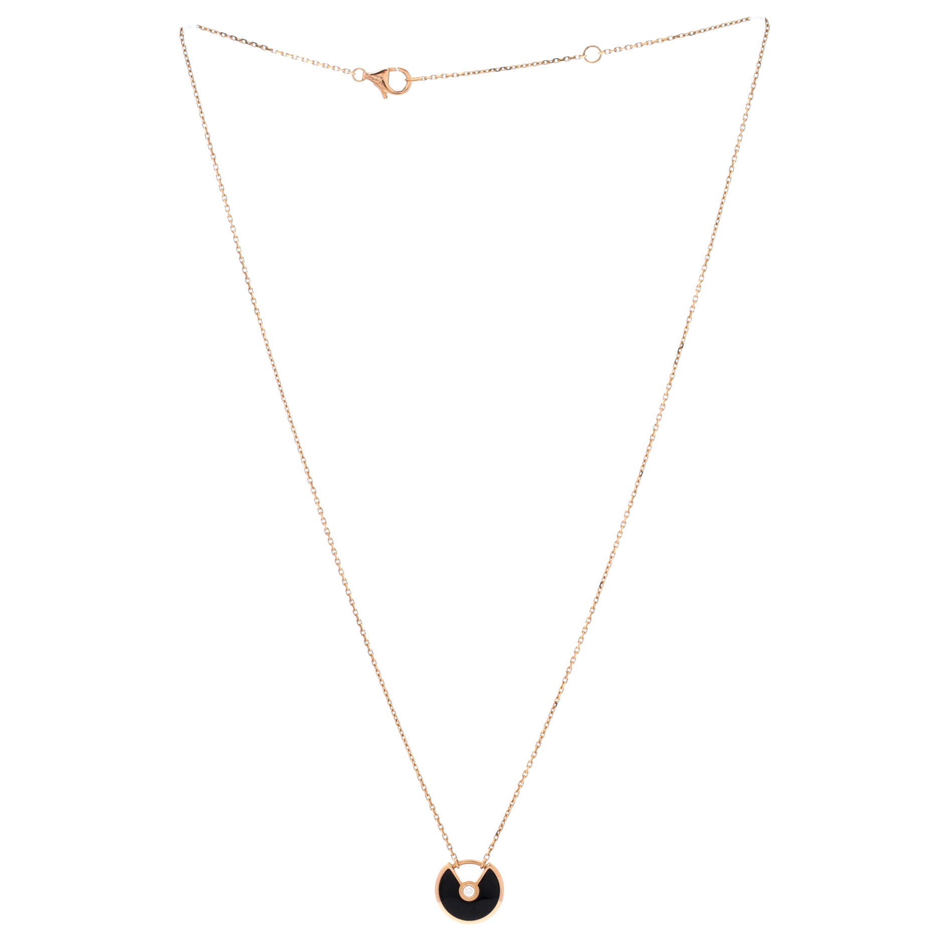 Amulette de Cartier Pendant Necklace 18K Rose Gold with Onyx and Diamond XS