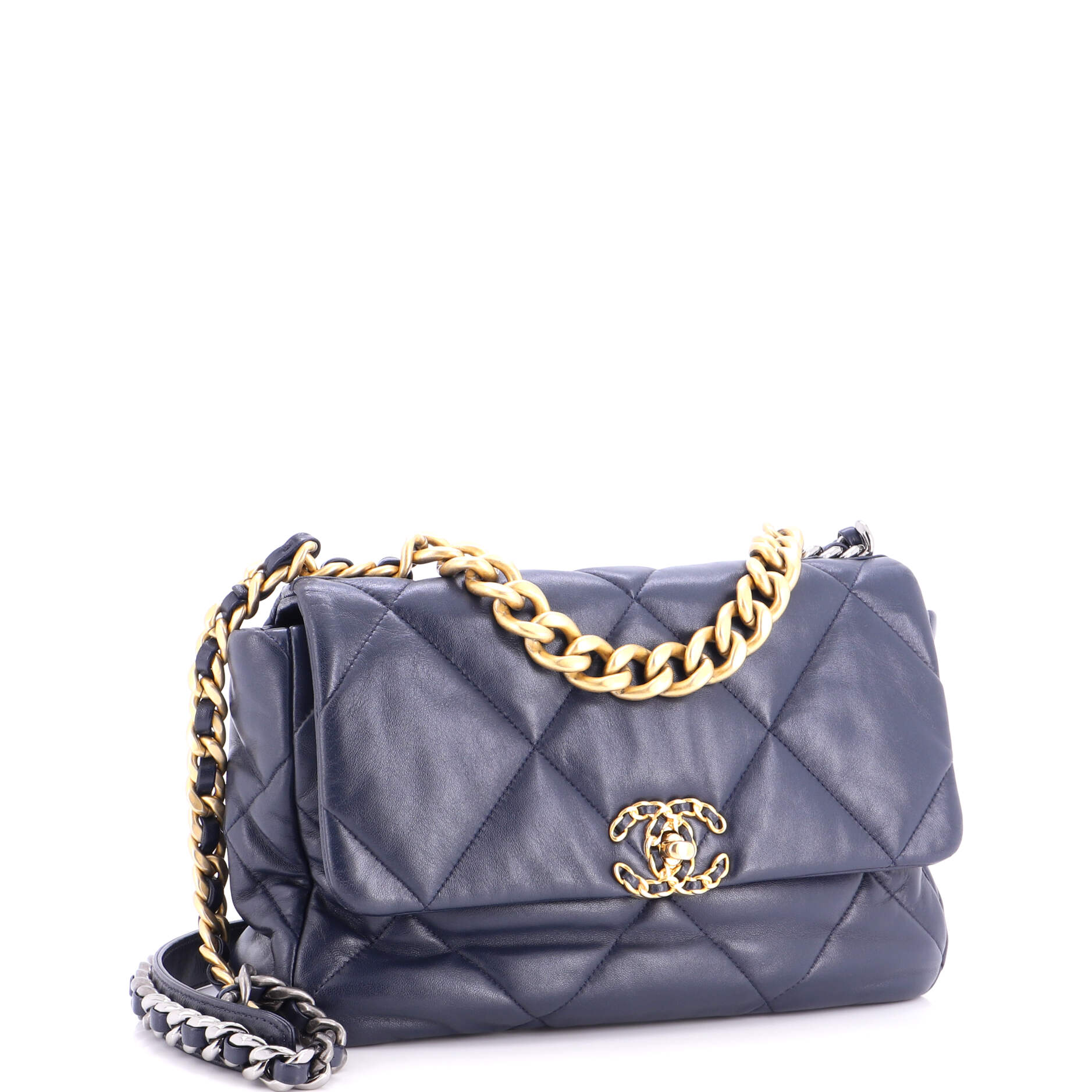 19 Flap Bag Quilted Leather Large