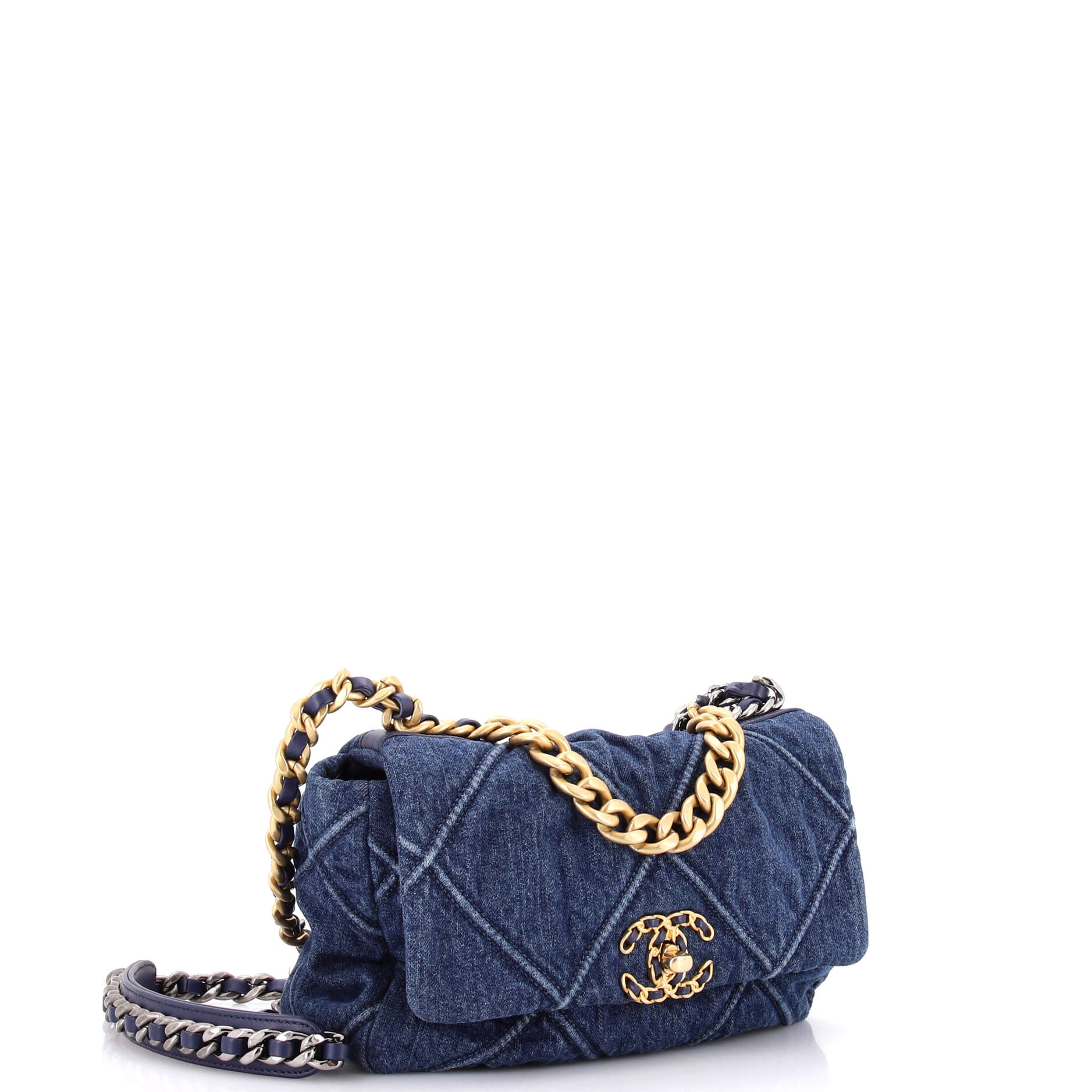 19 Flap Bag Quilted Denim Medium