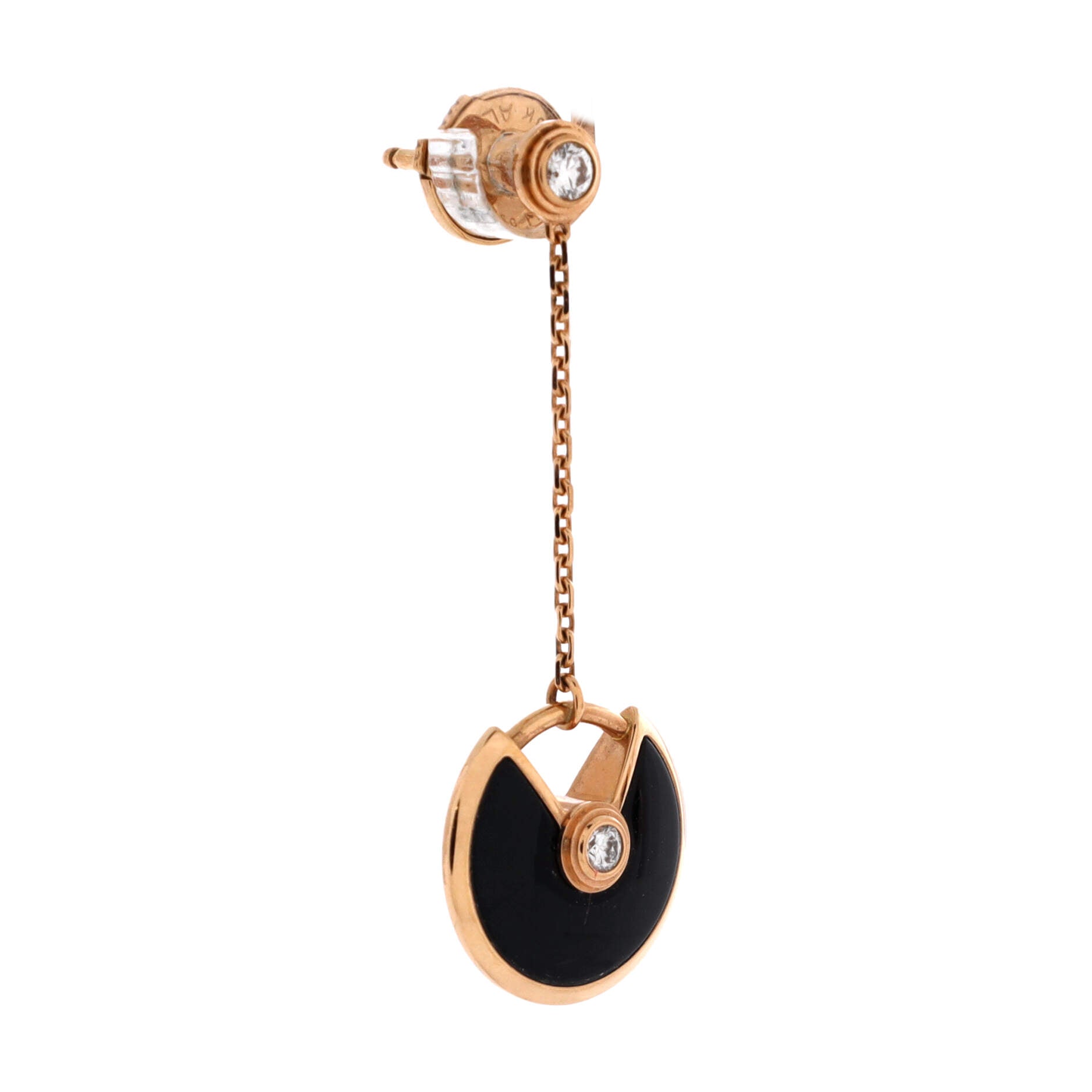Amulette de Cartier Drop Dangle Earrings 18K Rose Gold with Onyx and Diamonds XS