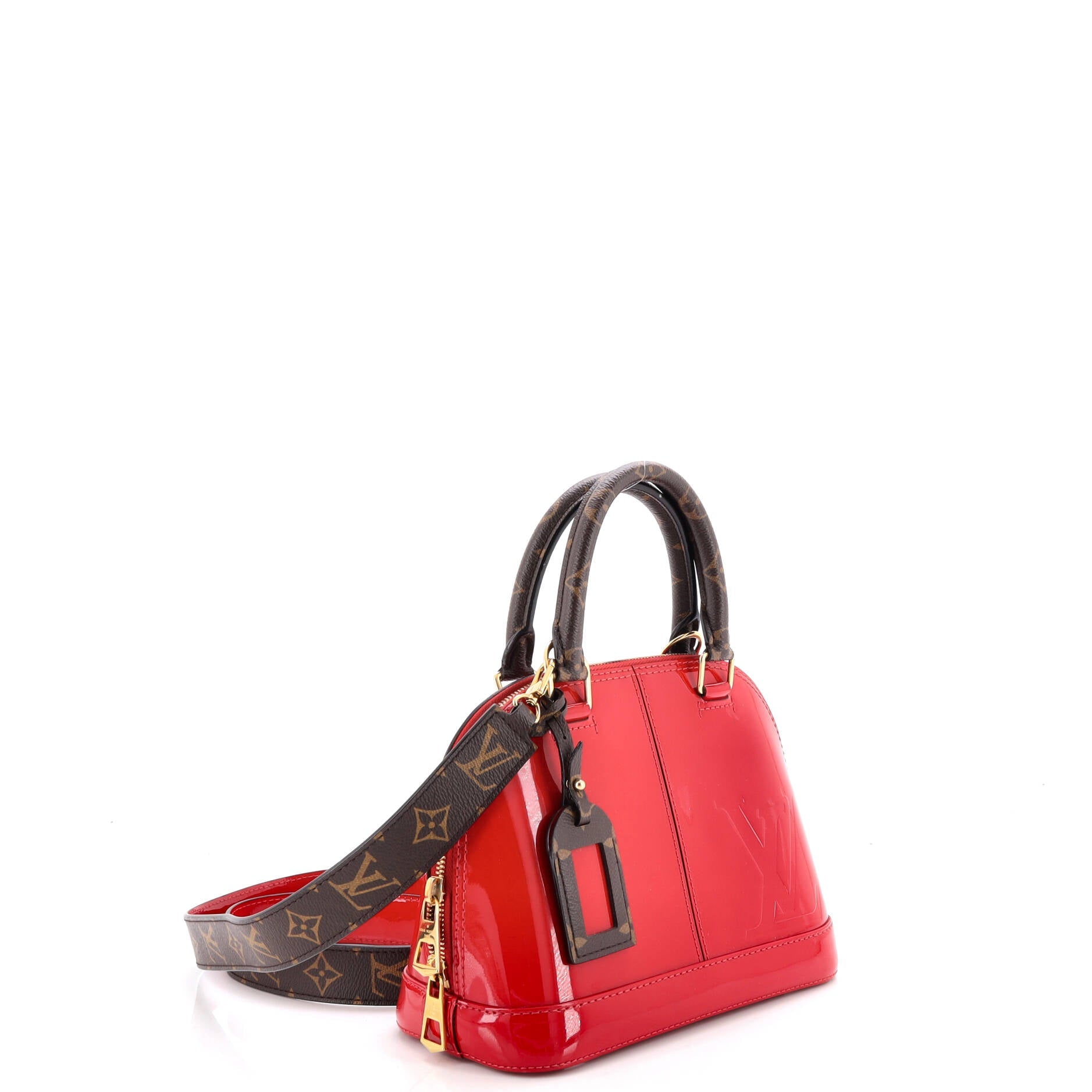 Alma Handbag Vernis with Monogram Canvas BB