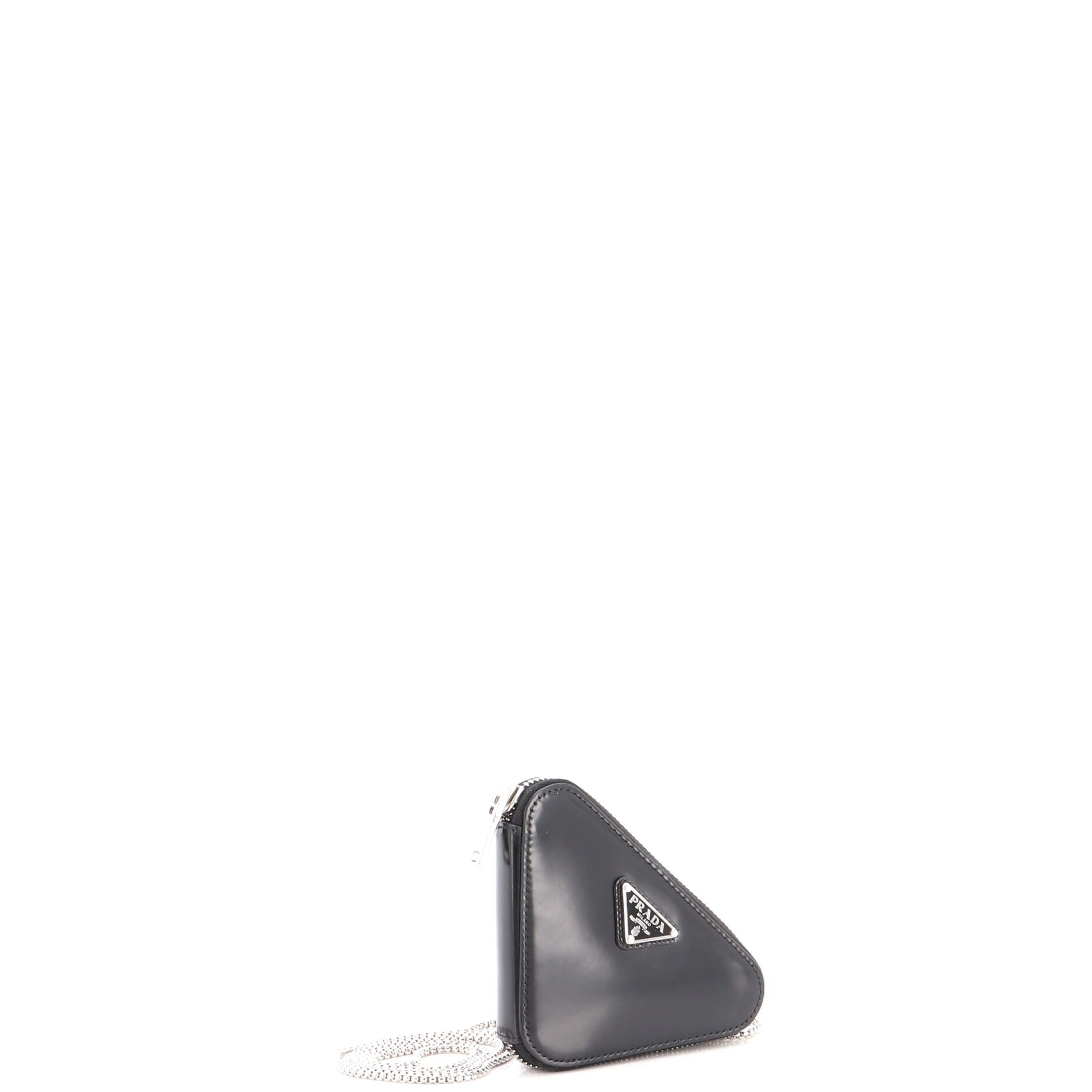 Triangle Pouch Bag with Chain Brushed Leather Mini