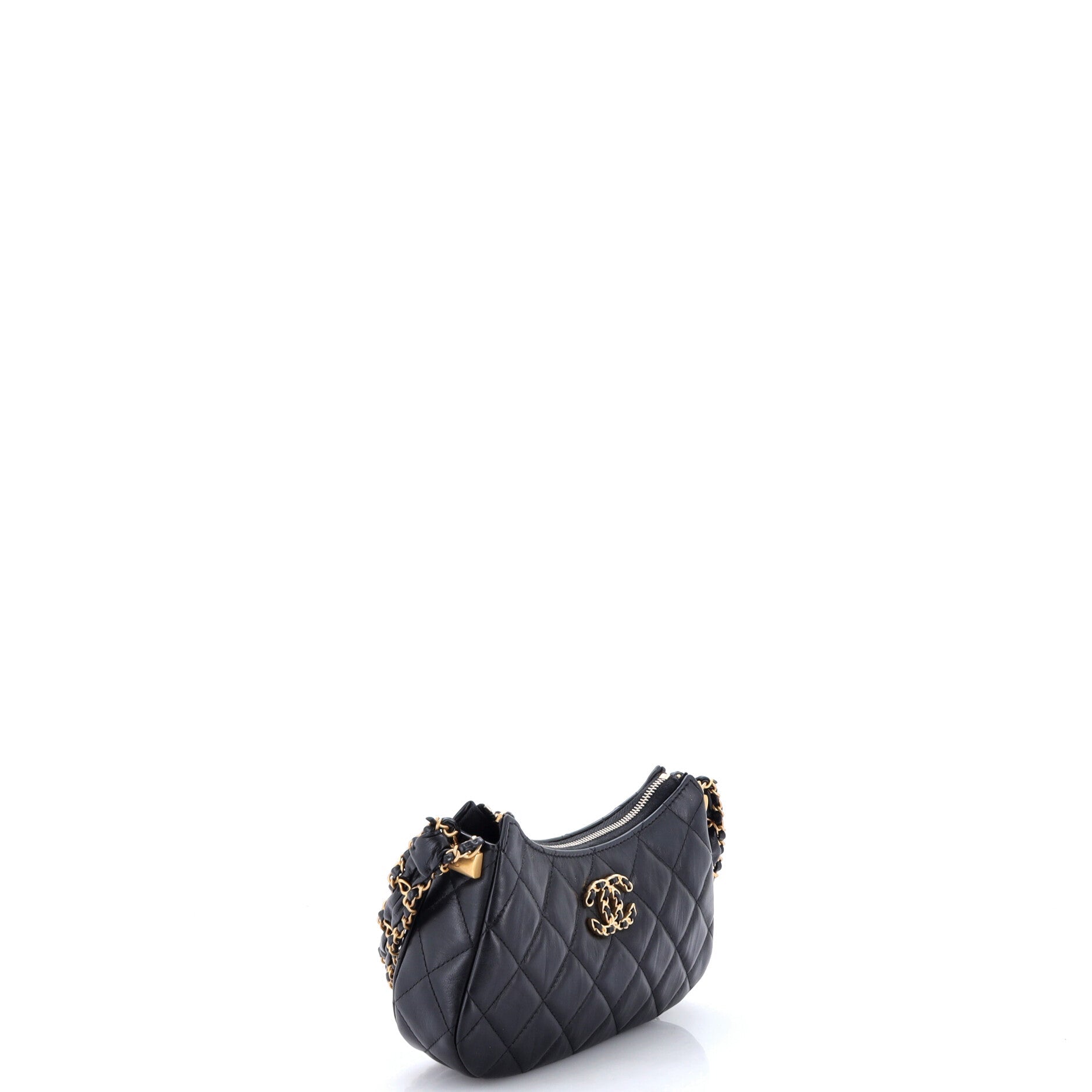 19 Zip Hobo Clutch with Chain Quilted Aged Calfskin