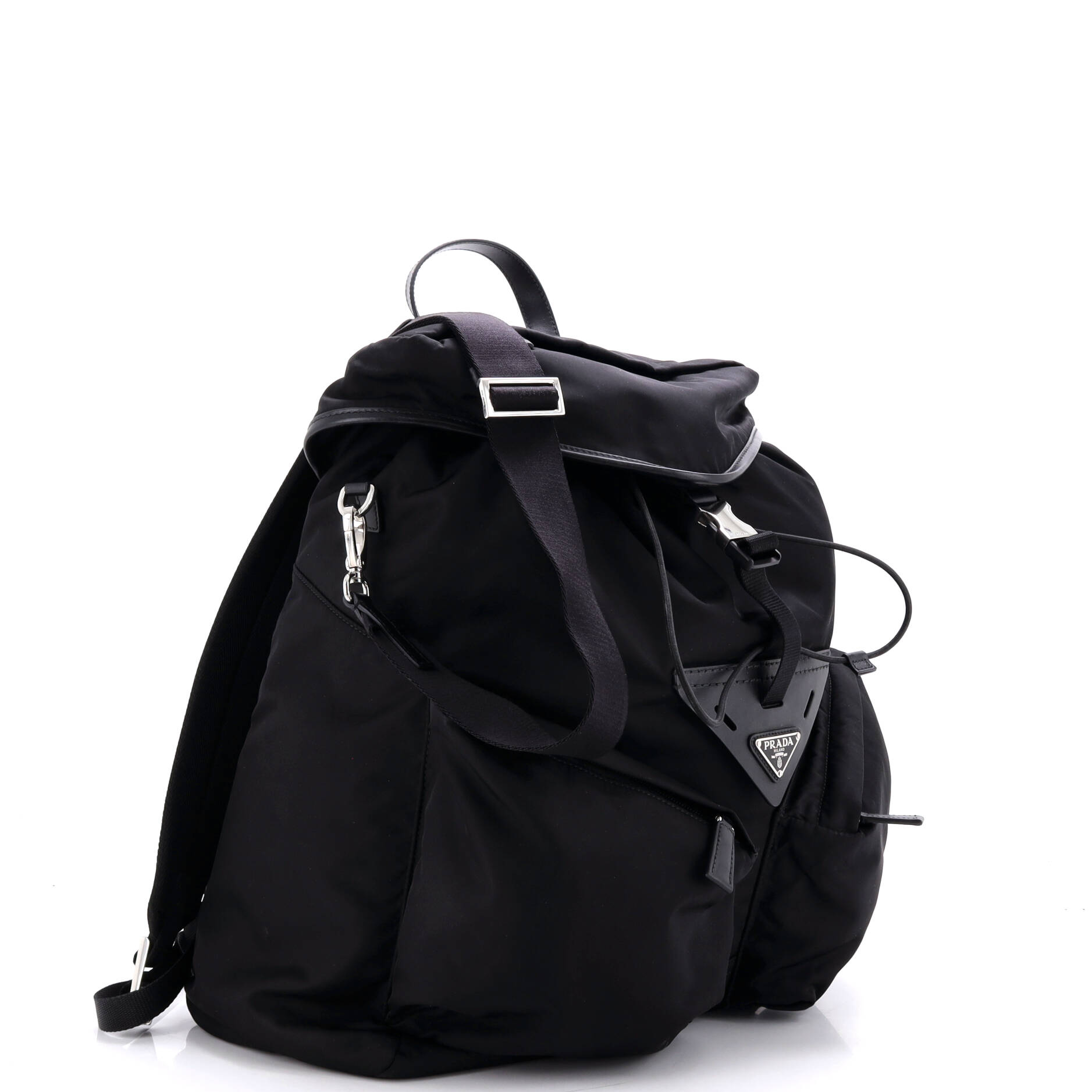 Triangle Convertible Backpack Re-Nylon with Leather